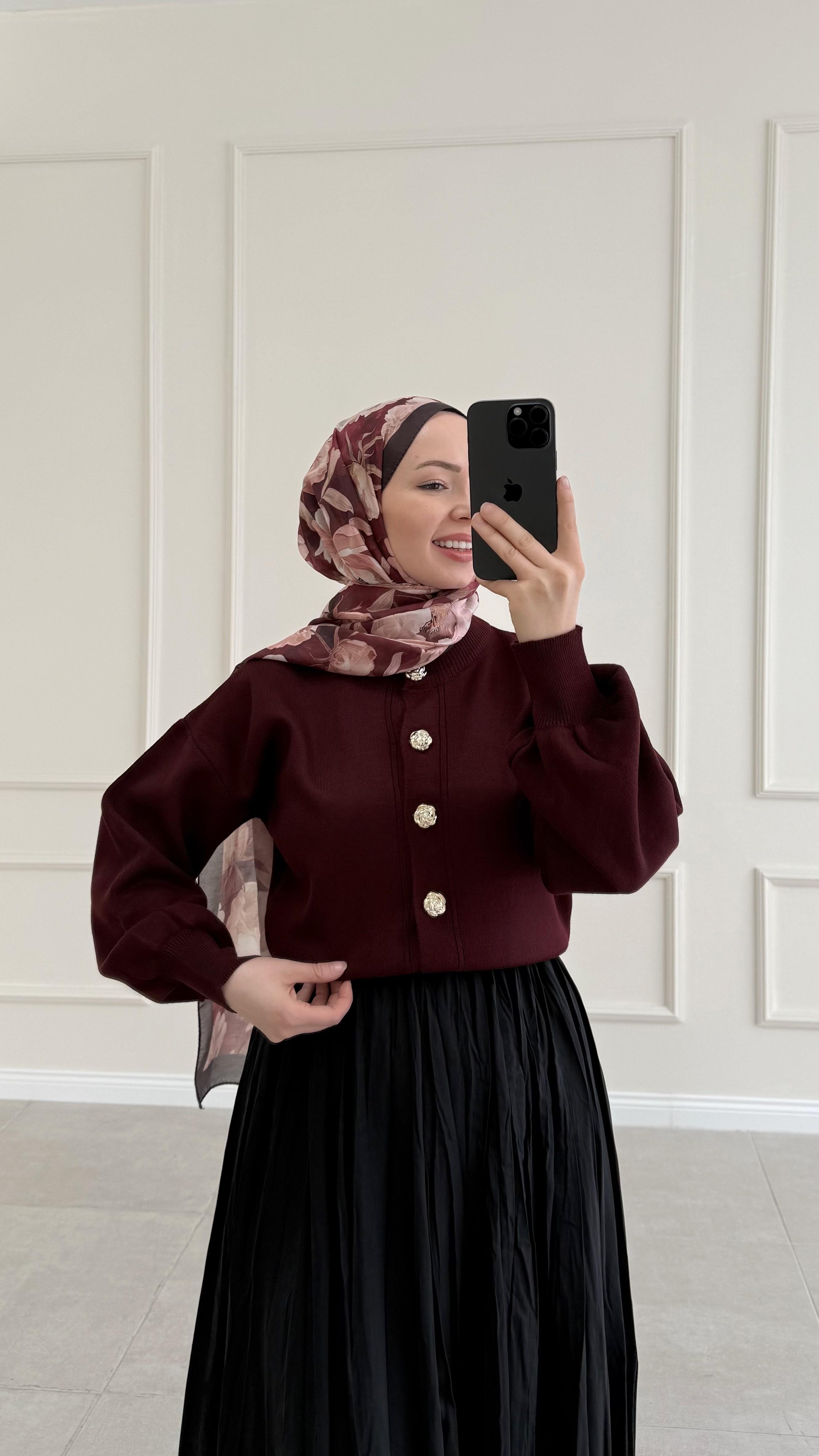 Anyas Bordo Triko Hırka