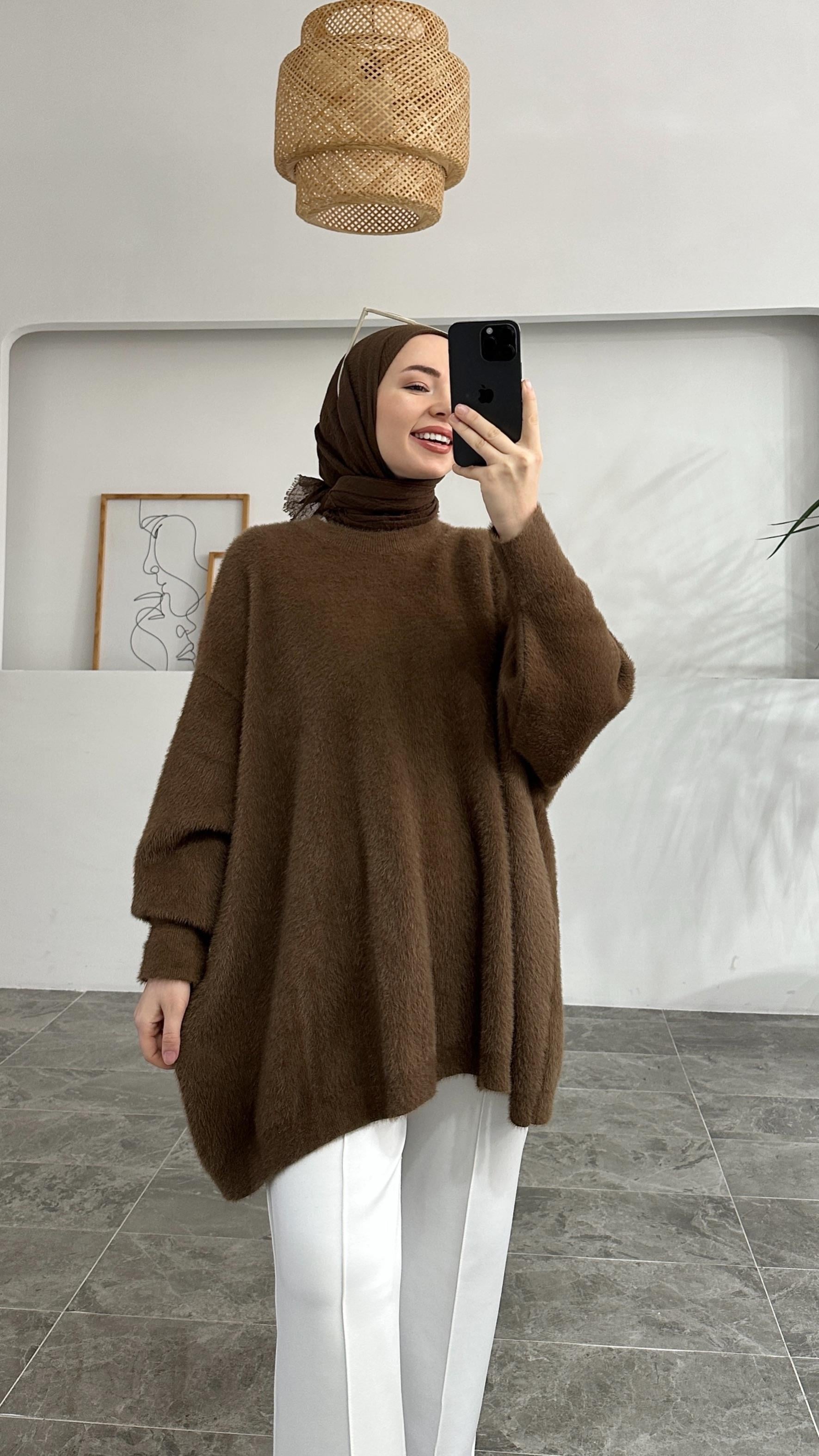 Ascel Premıum Angora Kahverengi Kazak