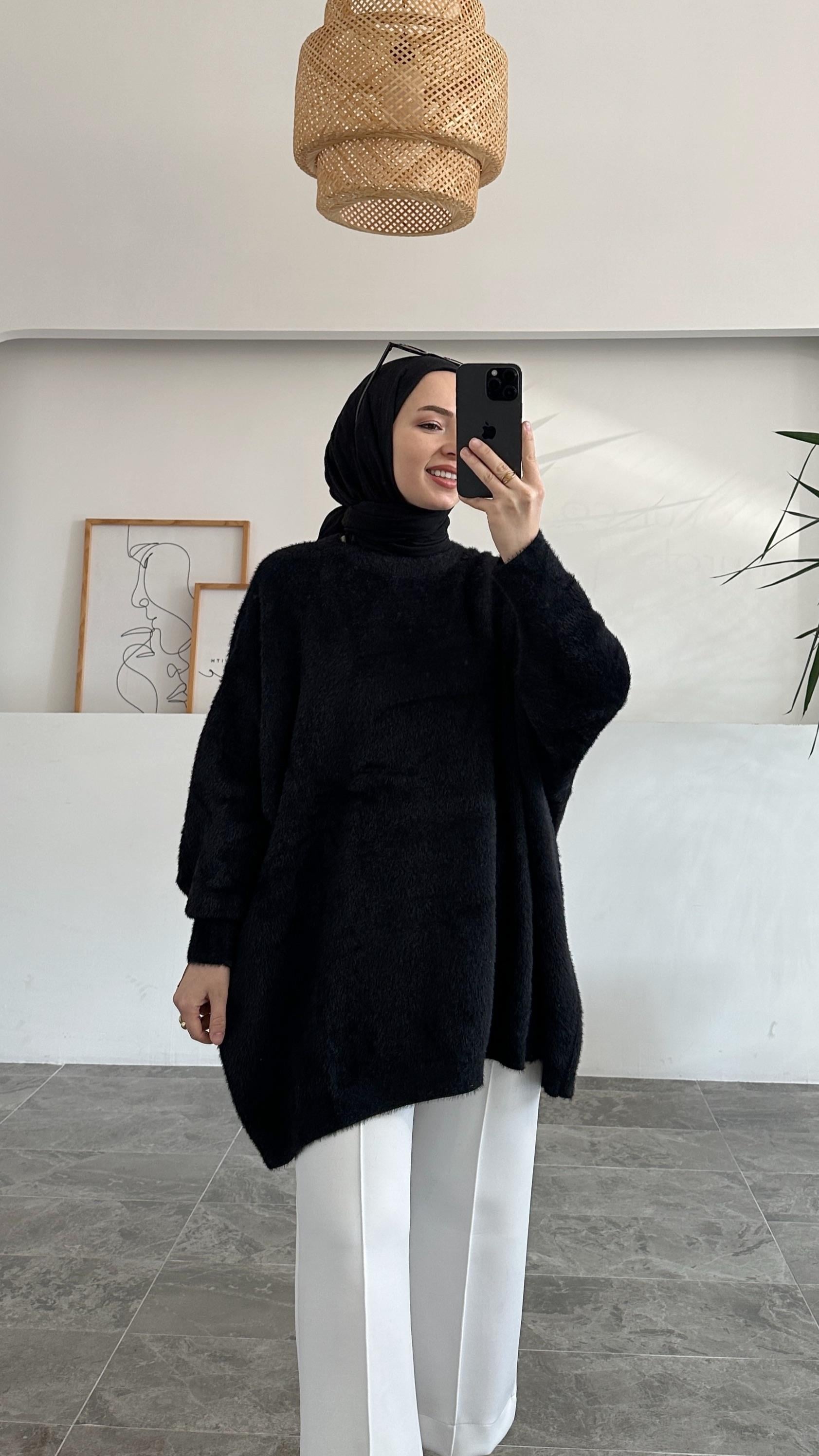 Ascel Premıum Angora Siyah Kazak