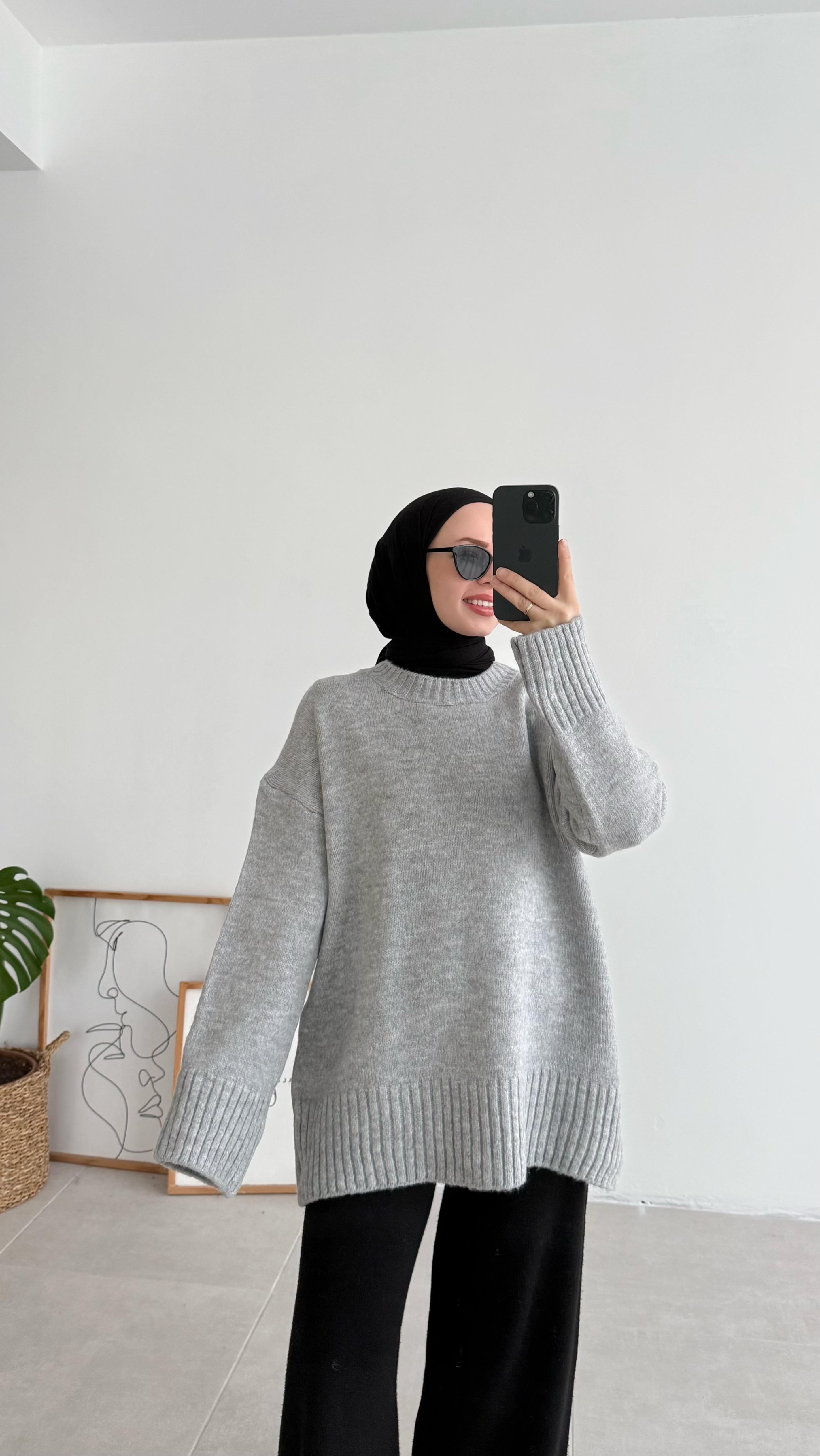 Asol Oversize Gri Kazak