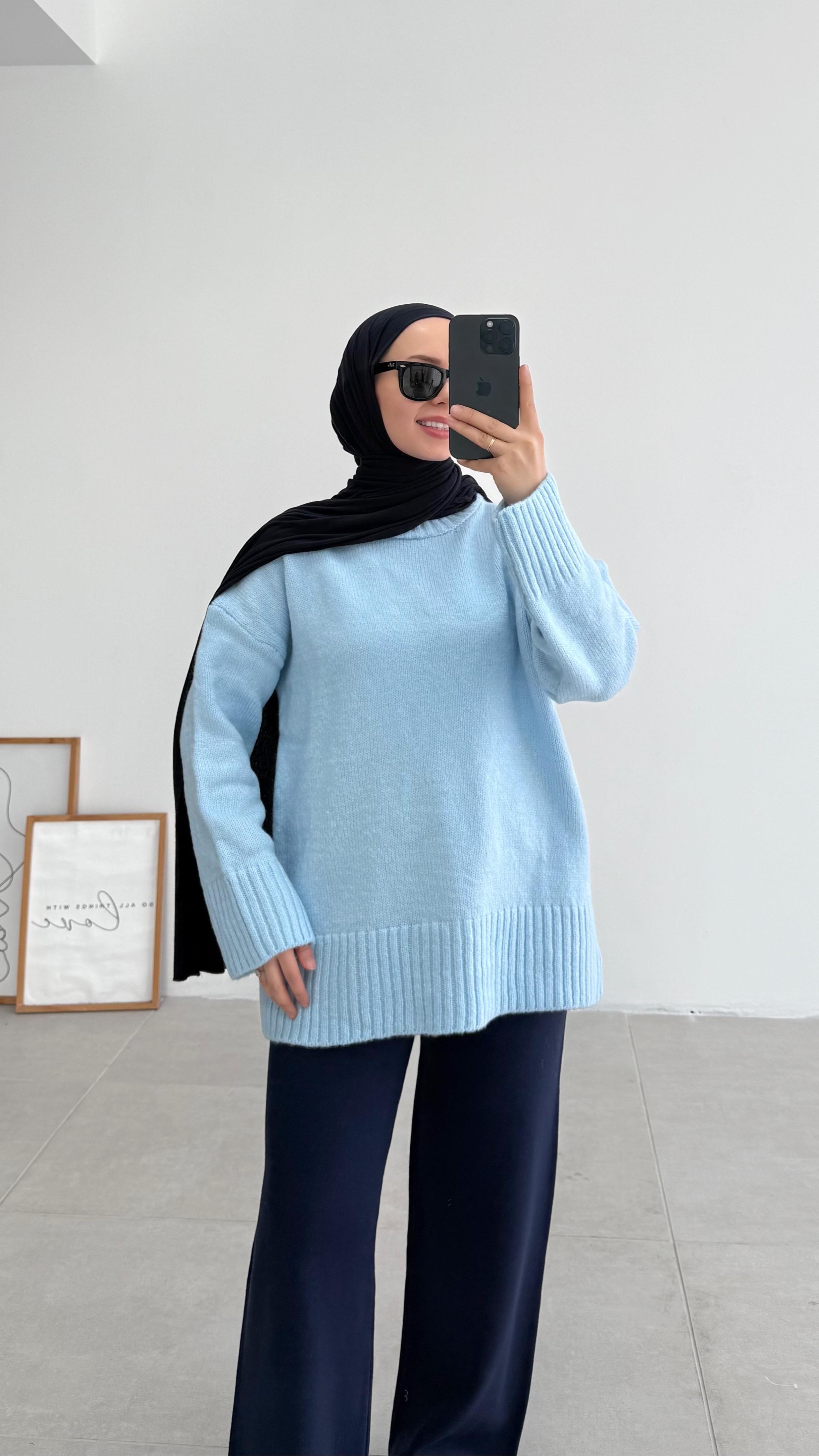 Asol Oversize Mavi Kazak