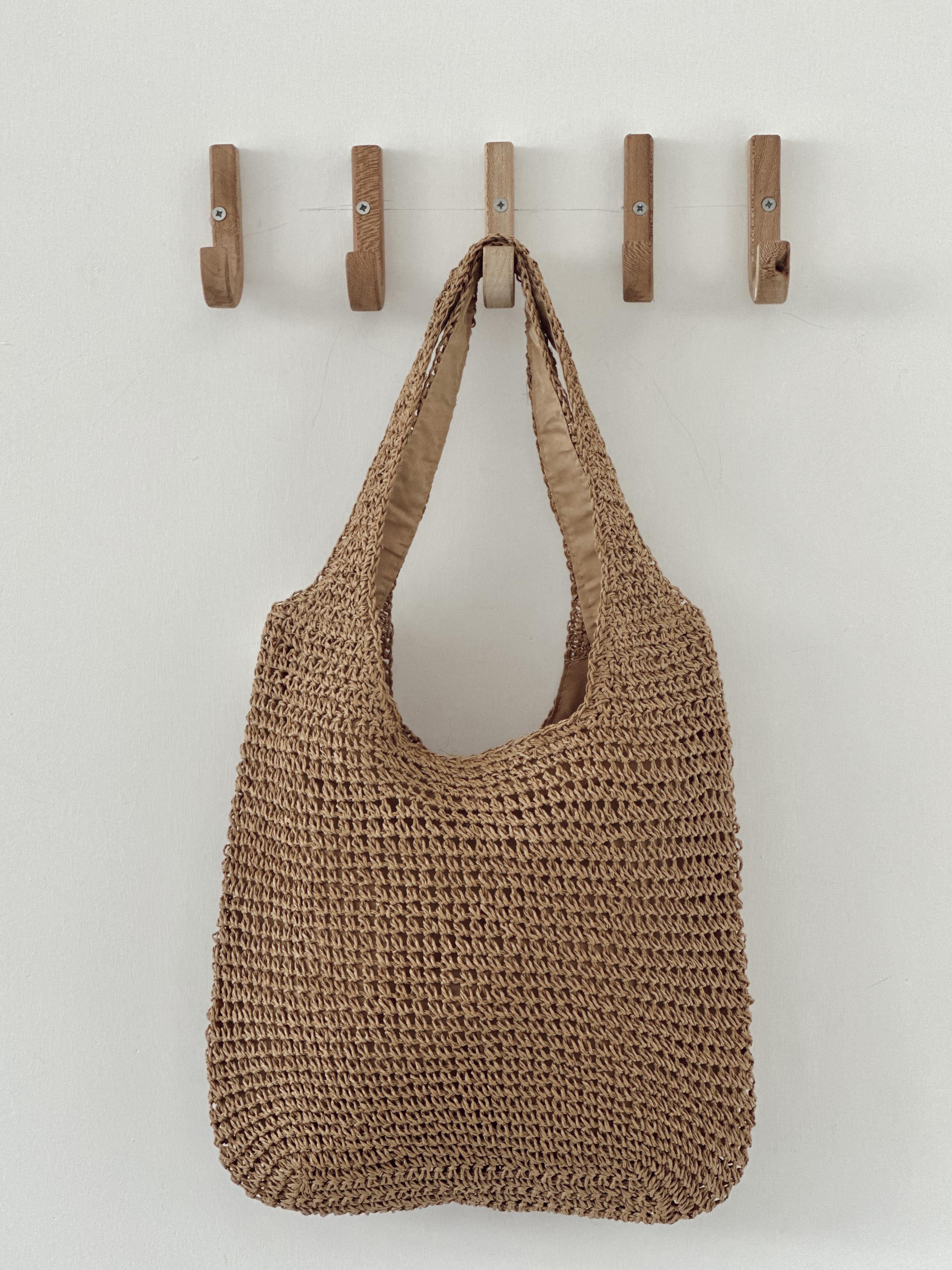 Astarlı Bej Hasır Kadın Çanta