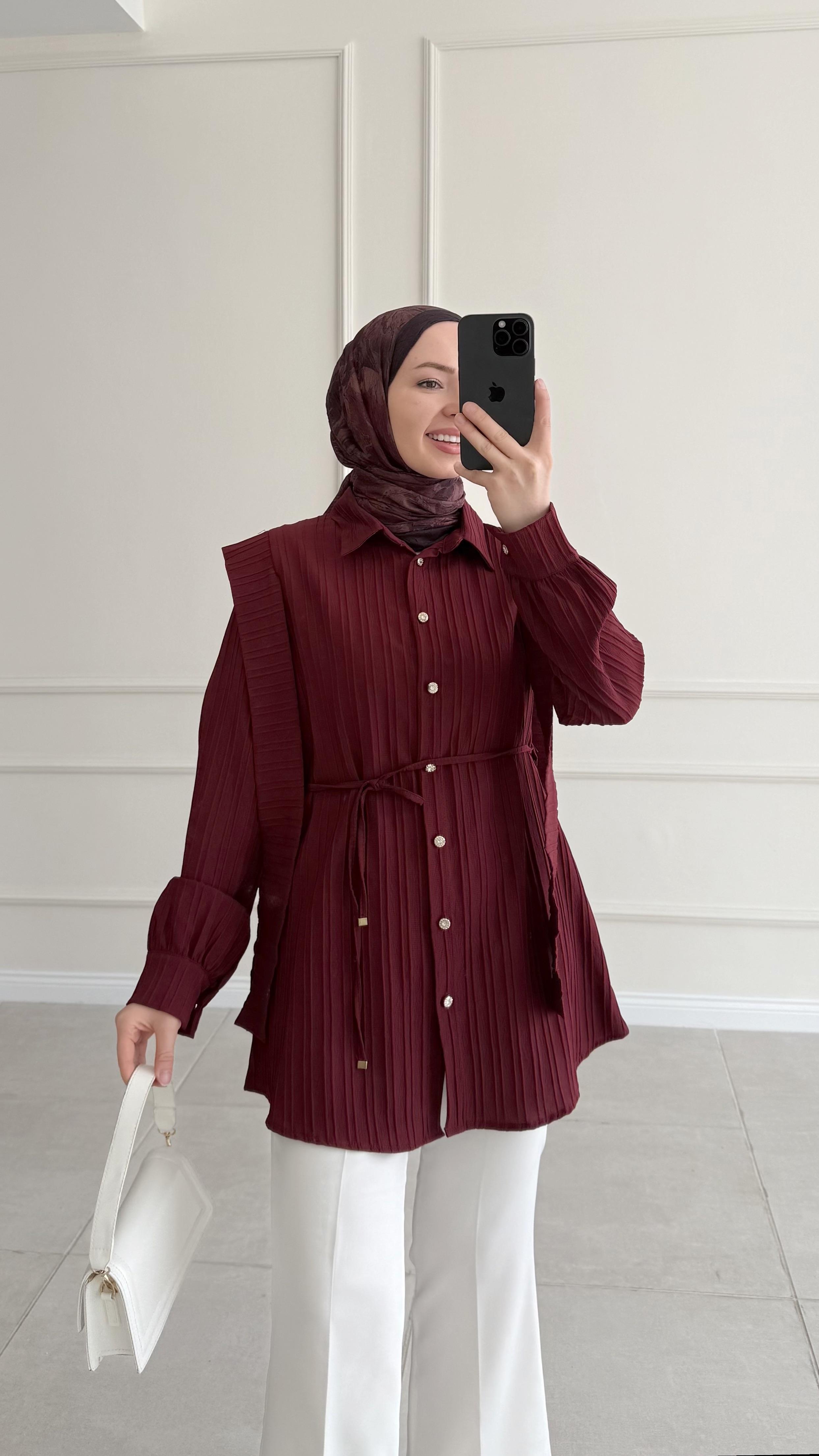 Ava Tasarım Bordo Gömlek