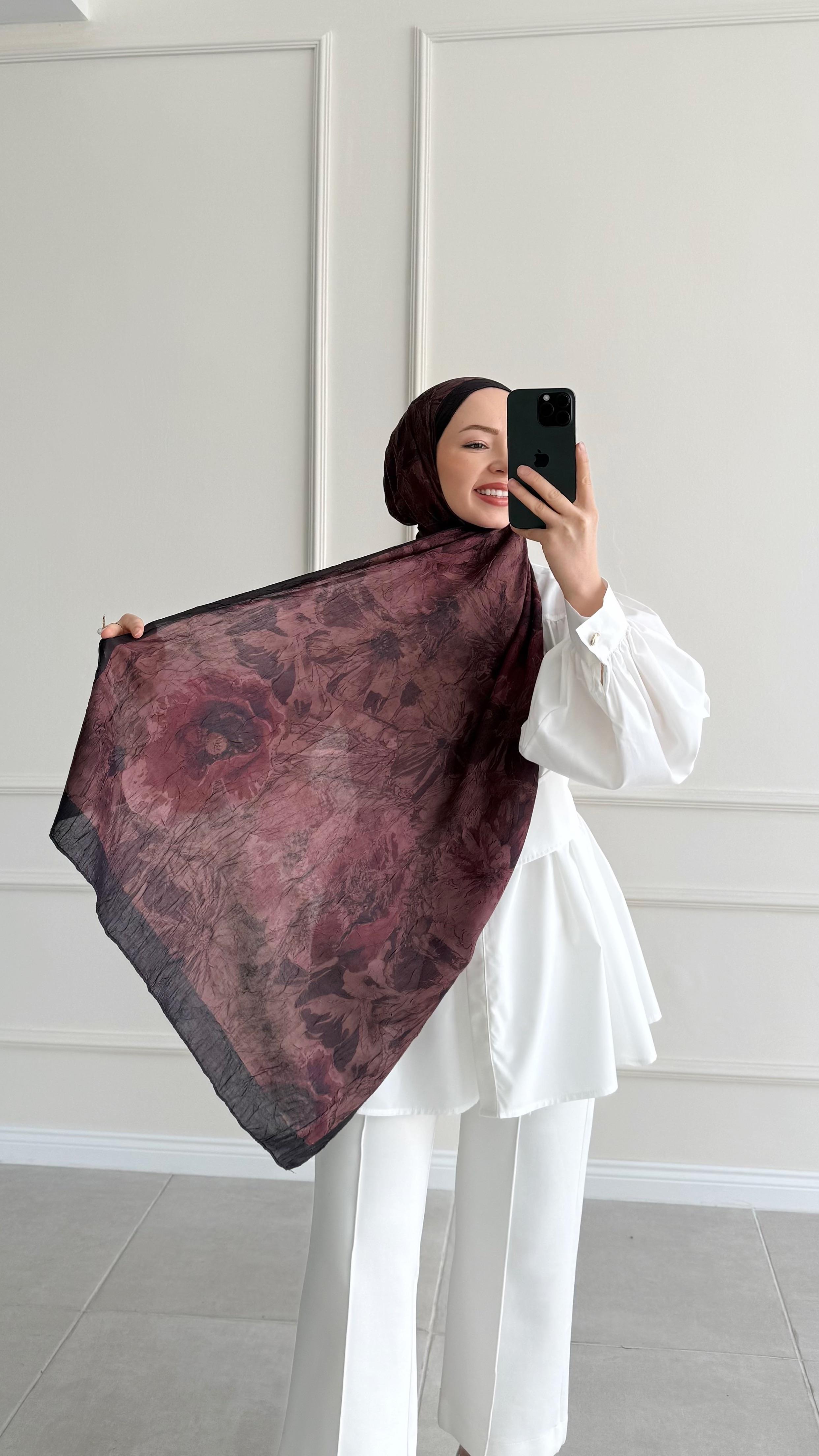 Bambu 14 Bordo-Lacivert Şal 