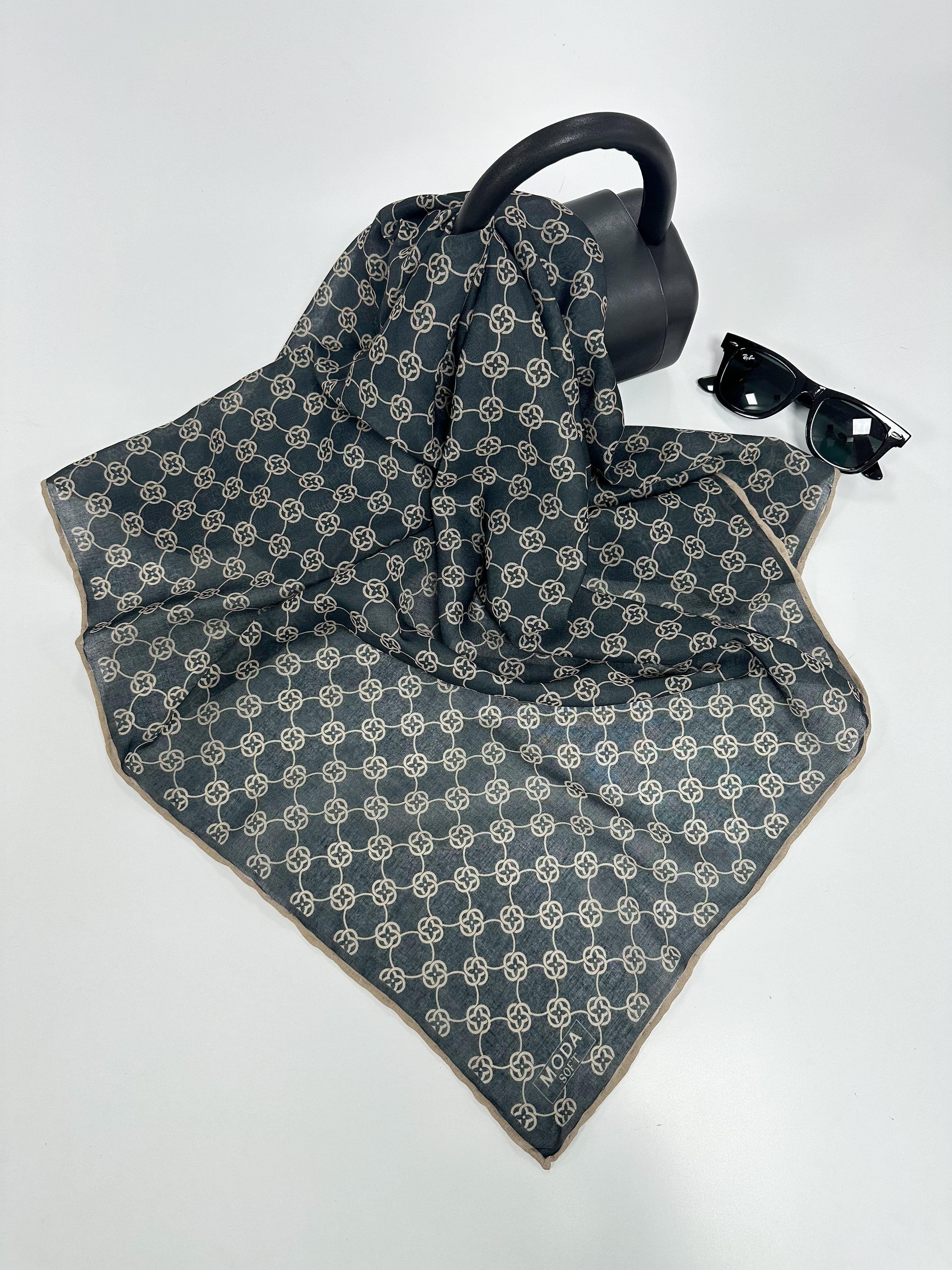 Bianca Vkko Desen Antrasit Monogram Eşarp