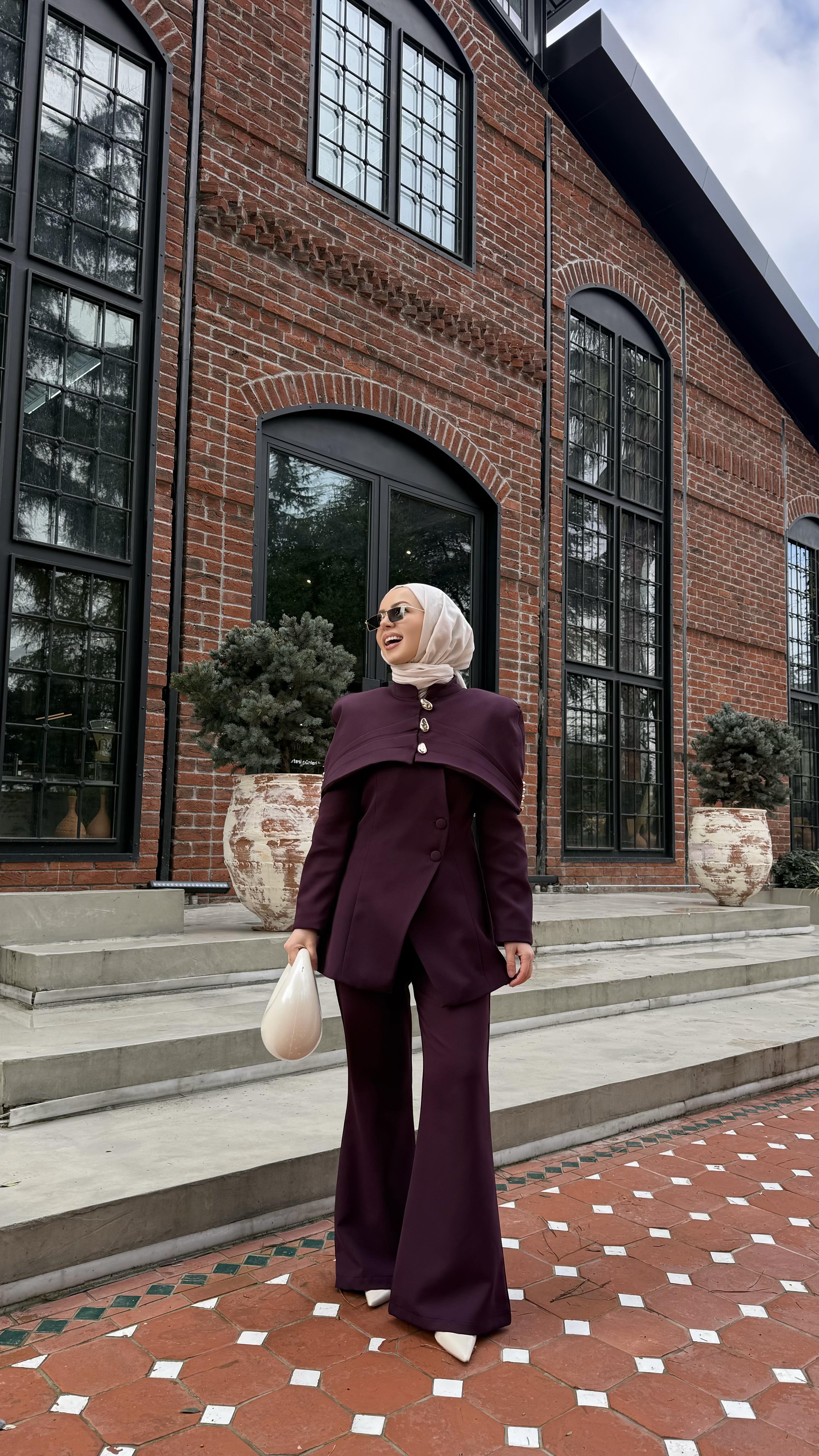 Bolerolu Premıum Ceketli Bordo Takım