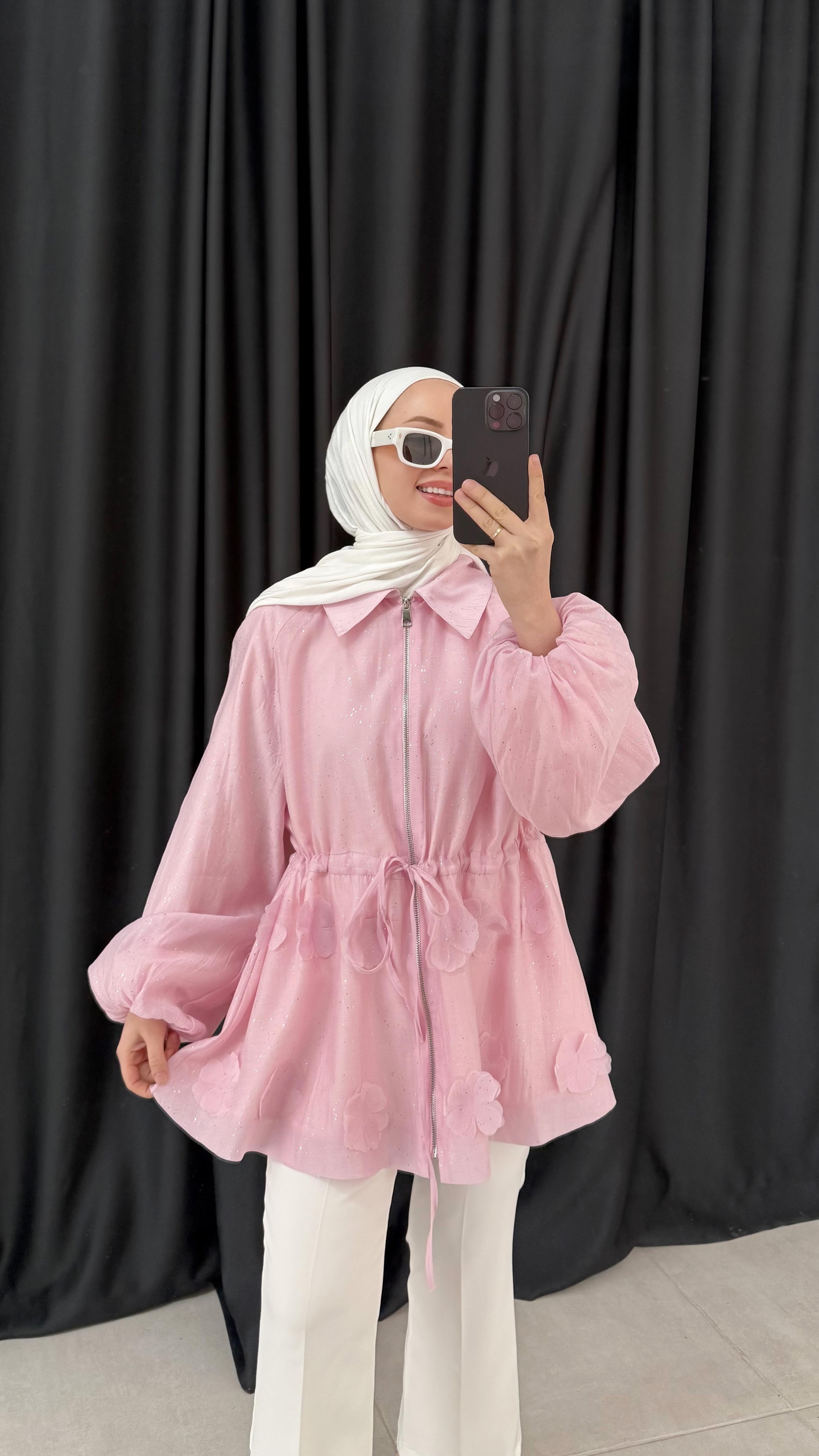 Brook Simli Balon Kol Pembe Ceket