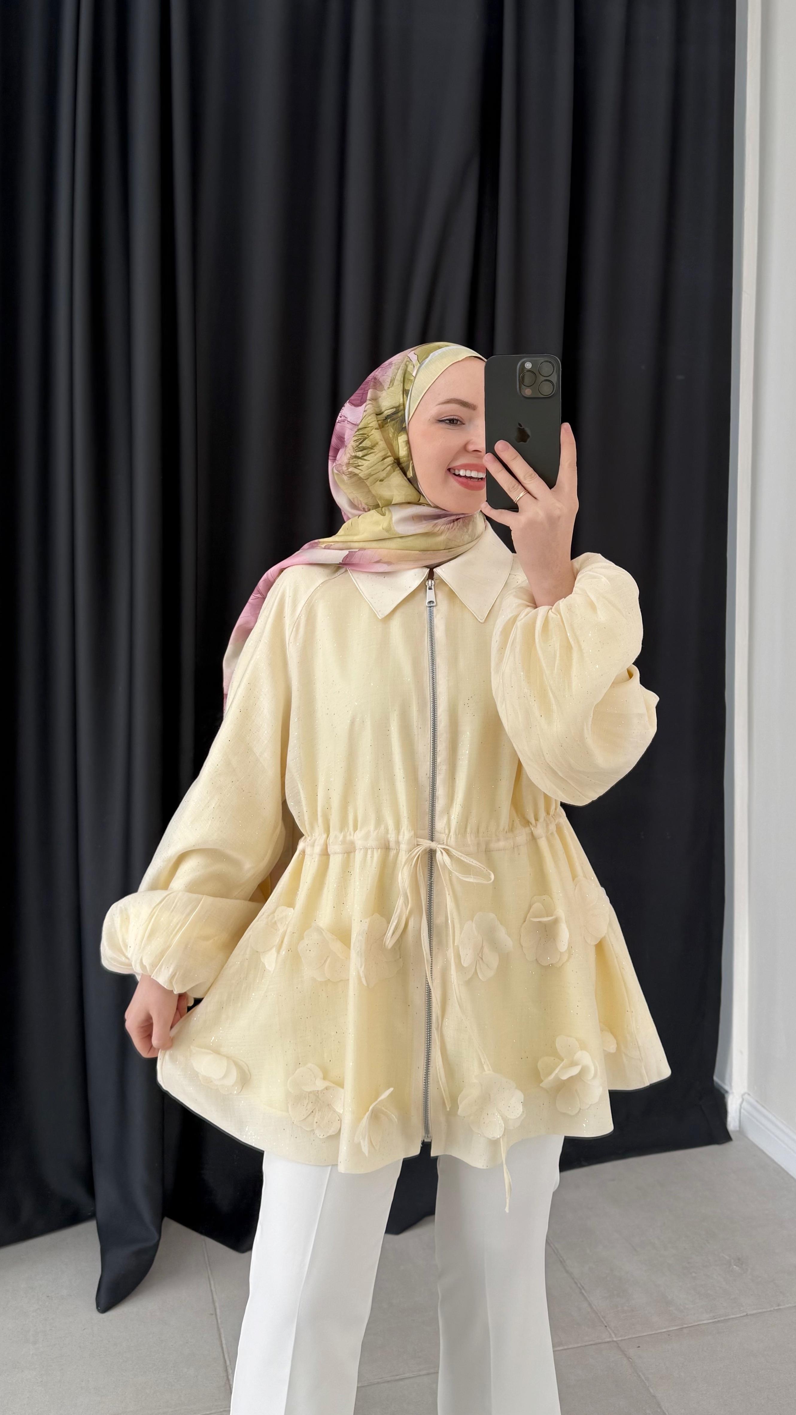 Brook Simli Balon Kol Sarı Ceket