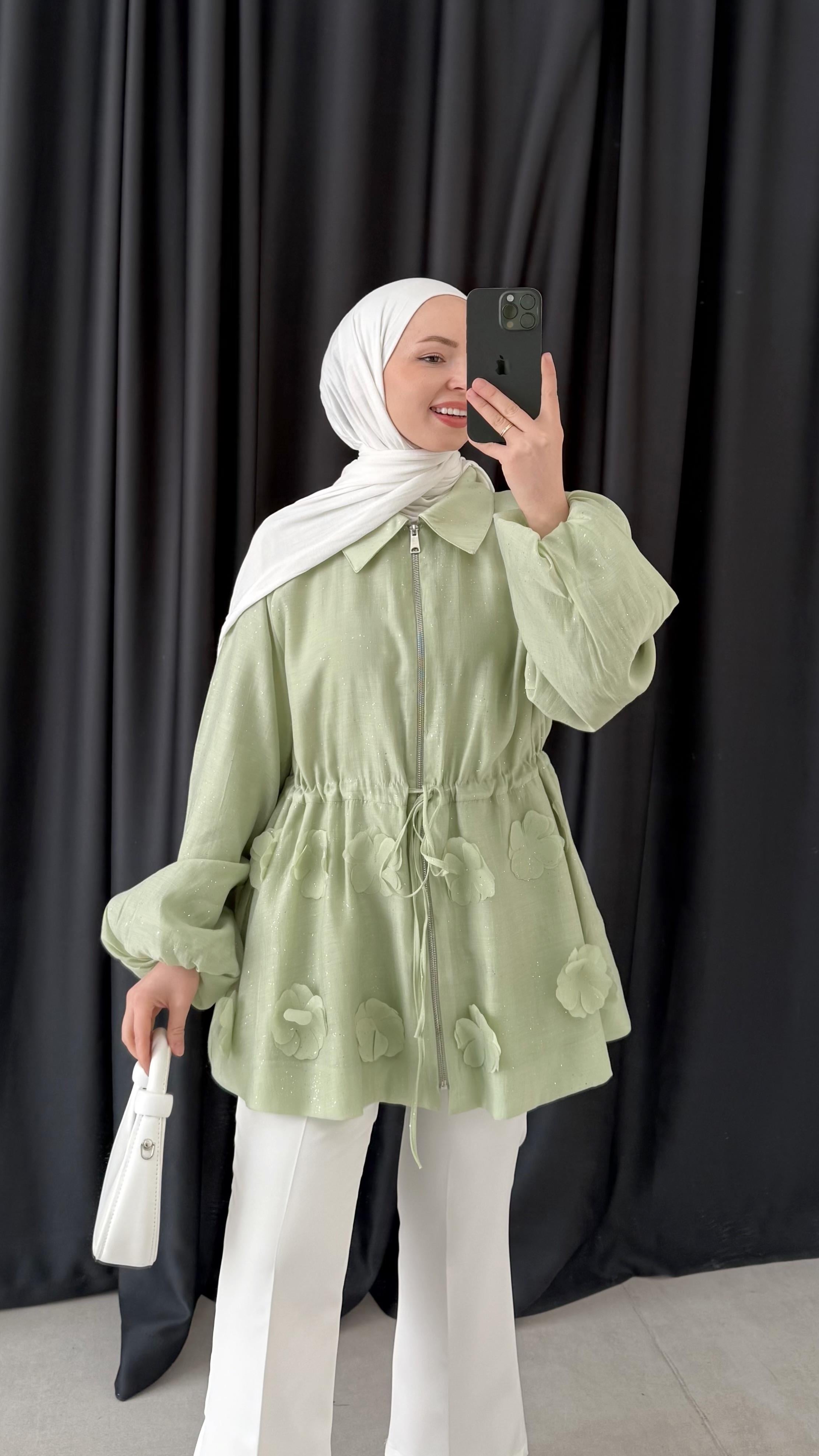 Brook Simli Balon Kol Yeşil Ceket