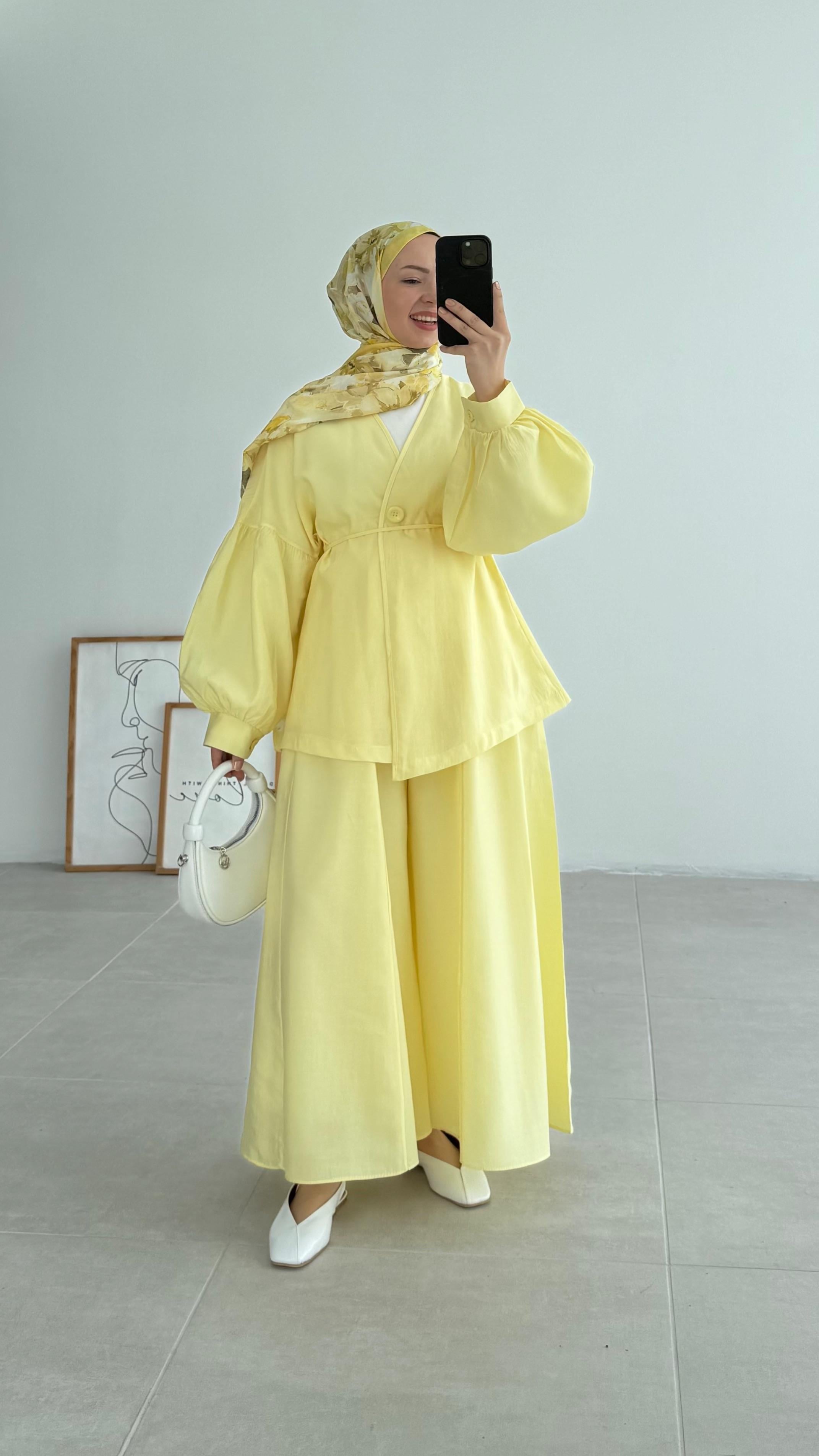 Cora Premıum Ceketli Sarı Takım