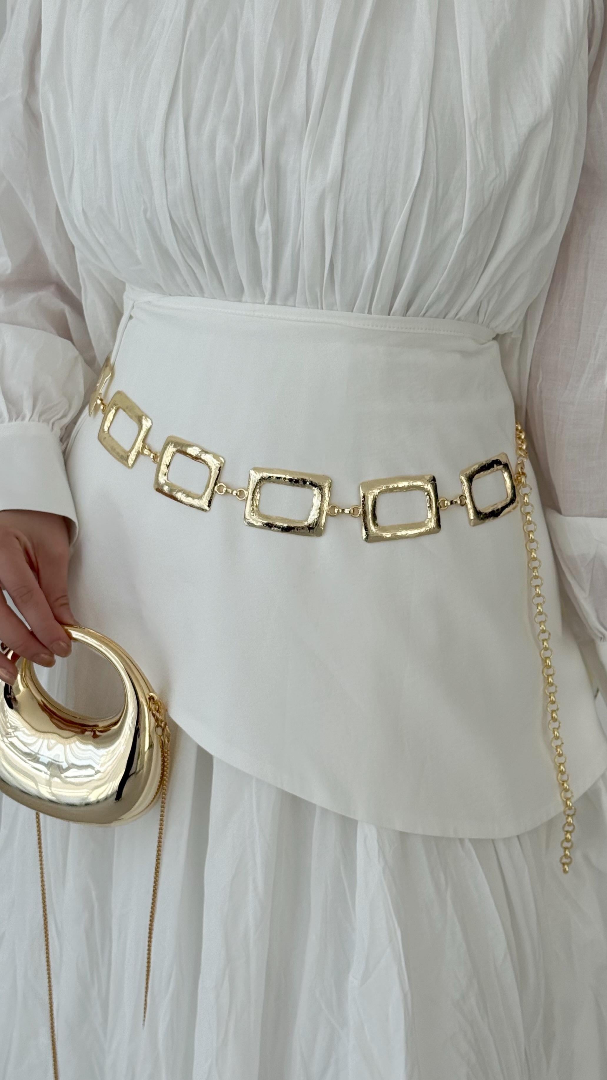 Dafne Kare Gold Zincir Kemer
