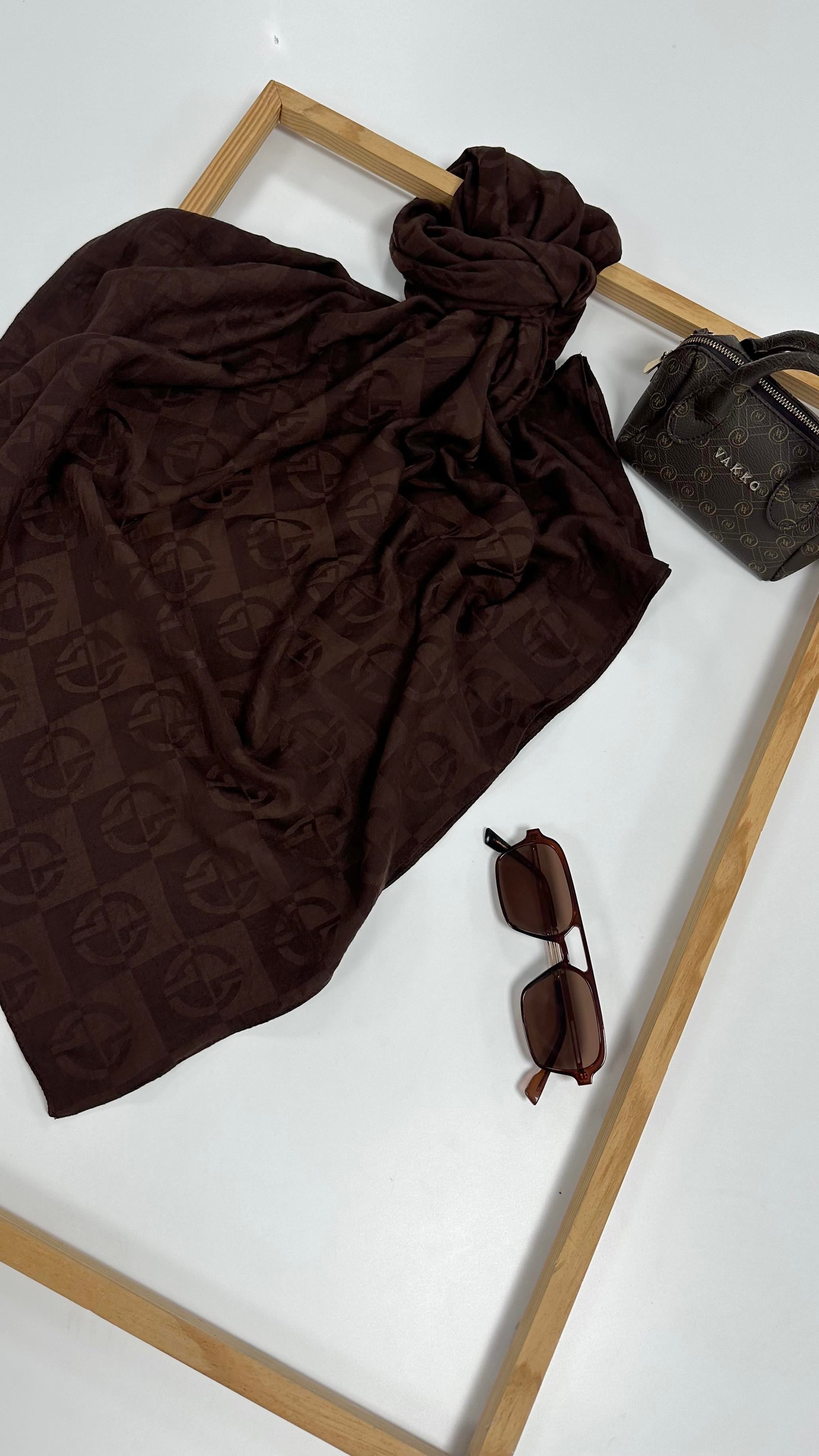 Dama Desen Acı Kahve Şal 