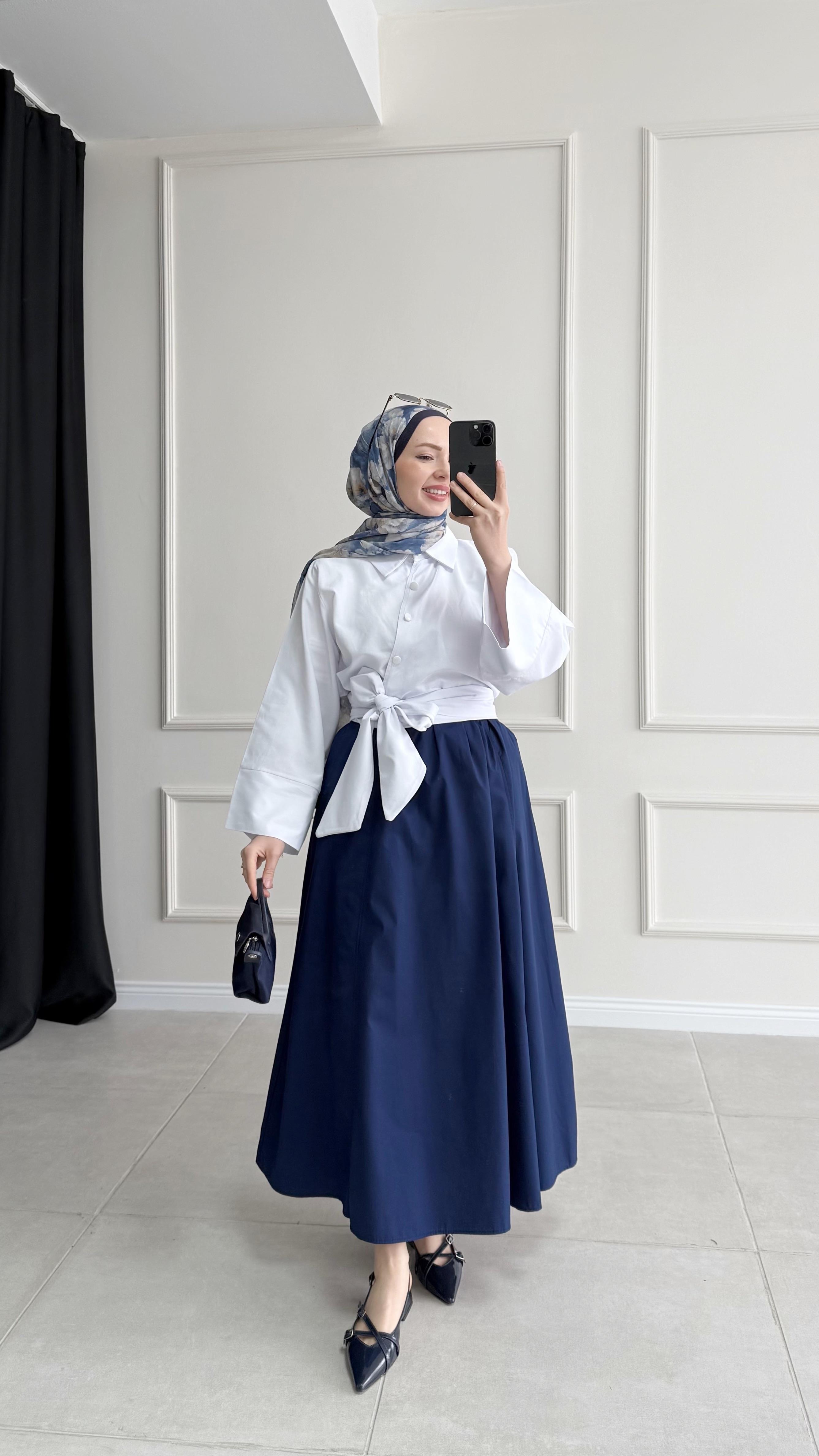 Darlas Lacivert Poplin Etek