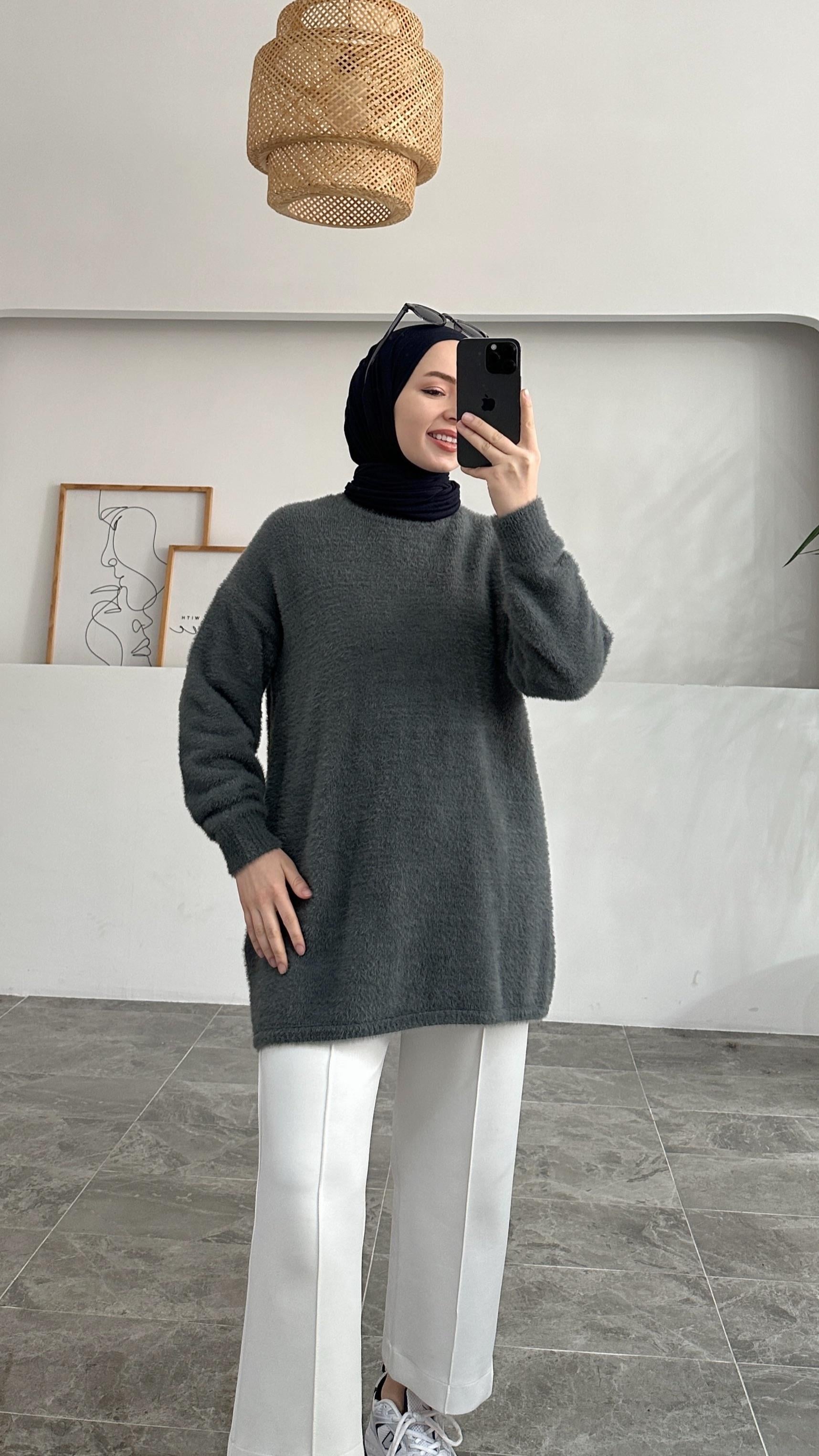 Denia Yumuşak Premium Koyu Gri Kazak 