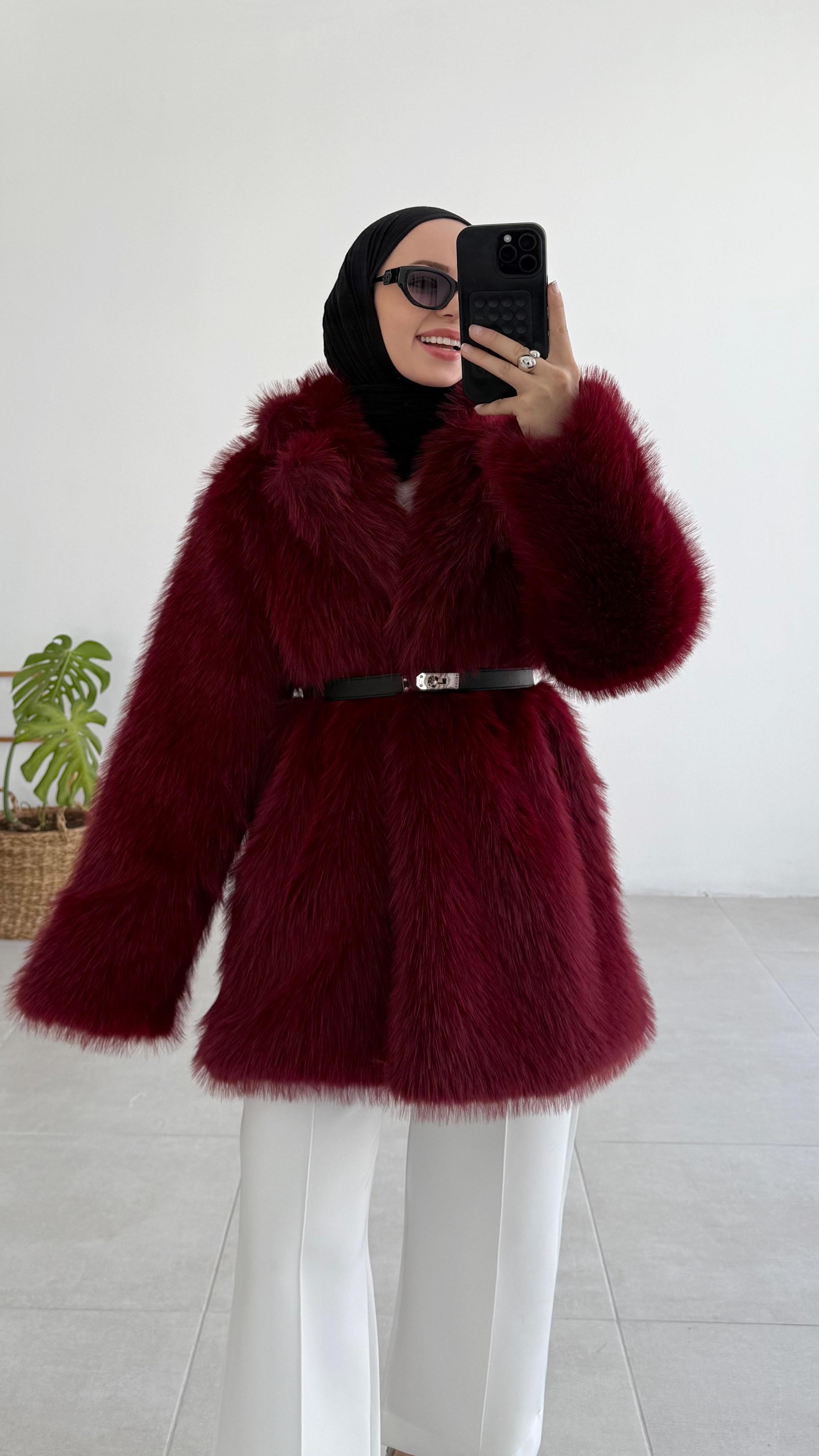 Eden Premıum Bordo Kürk