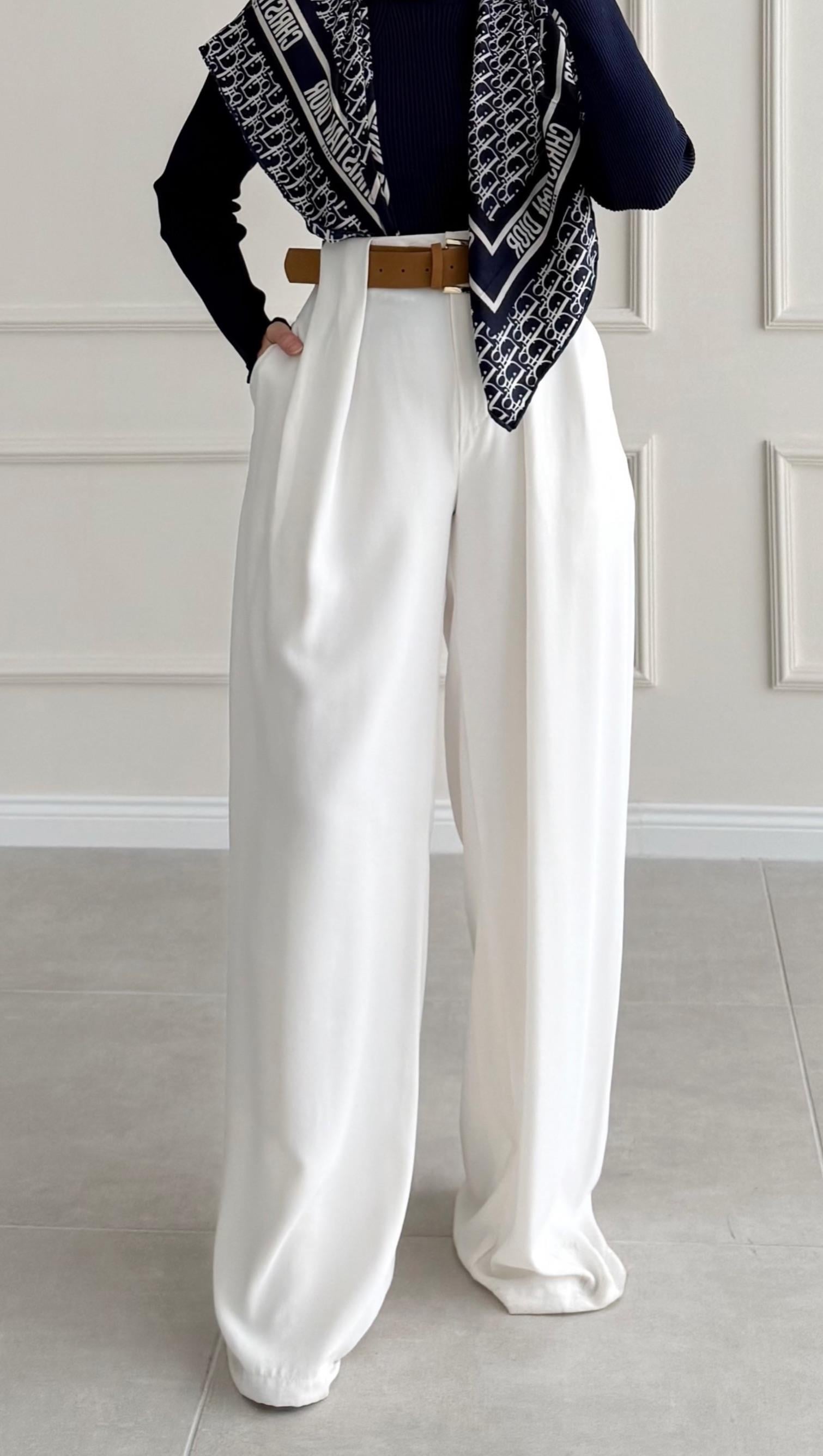 Efal Premıum Köprü Kemer Detaylı Ekru Pantolon 