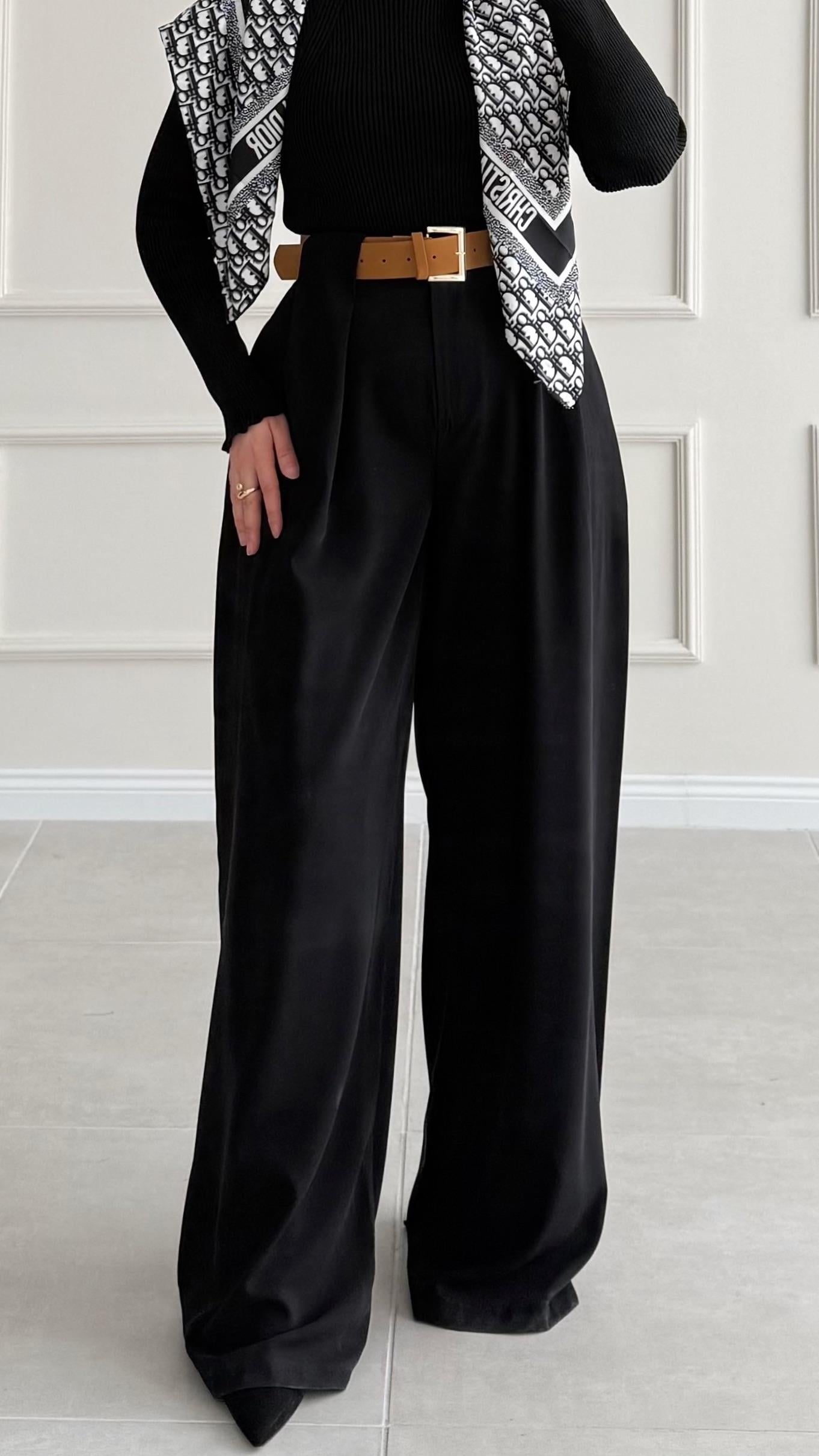 Efal Premıum Köprü Kemer Detaylı Siyah Pantolon 