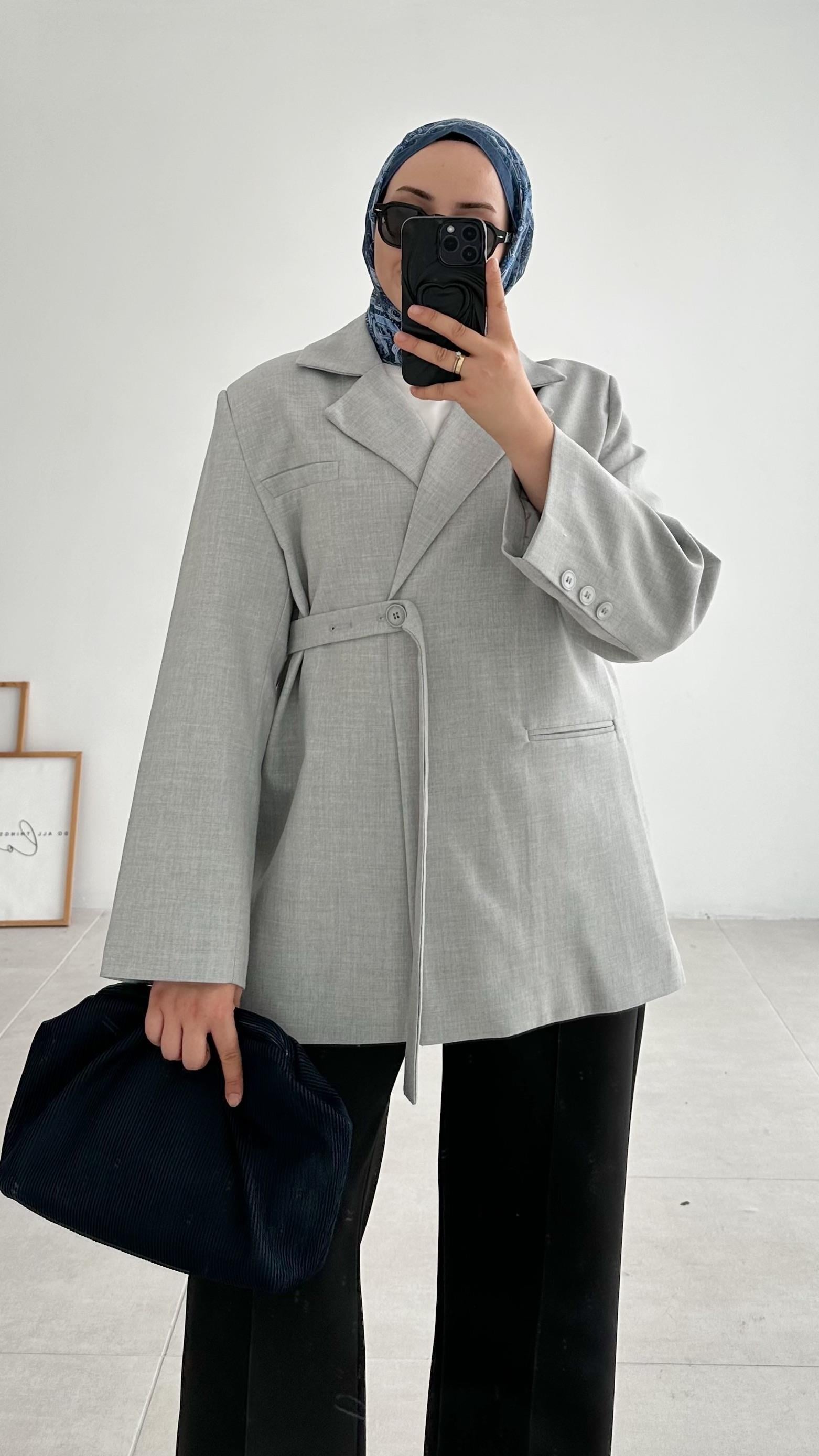 Efol Premıum Gri Tasarım Ceket