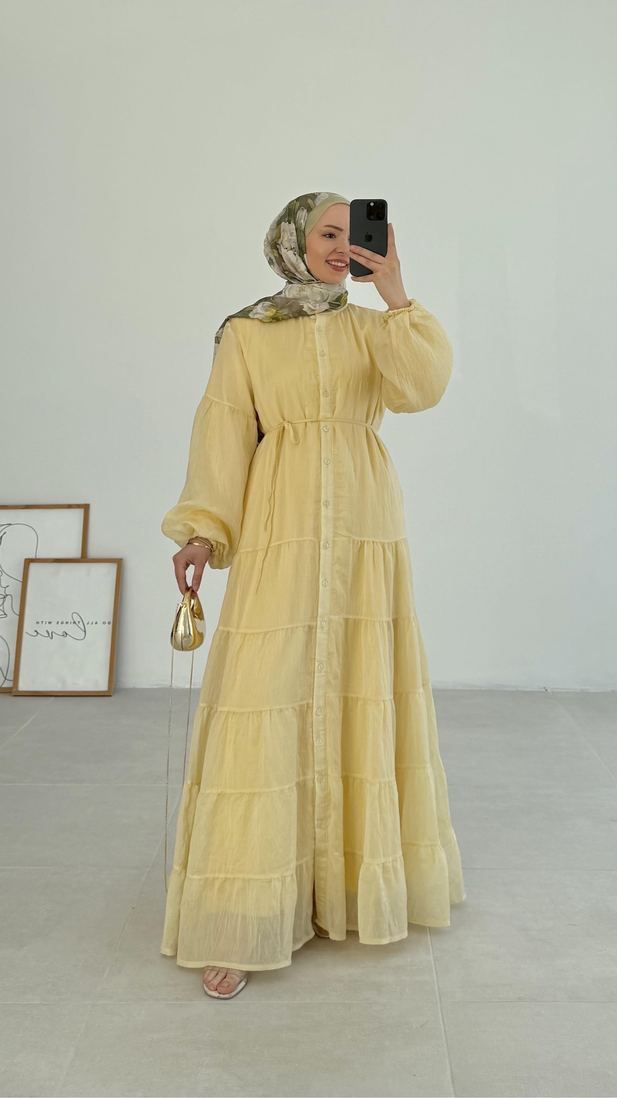 Elka Şifon Premıum Sarı Elbise