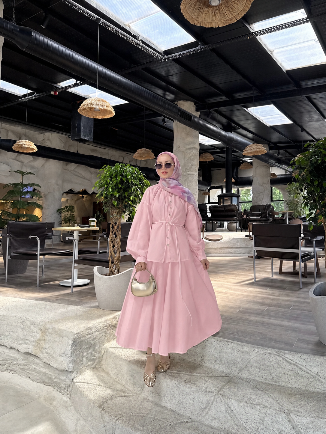 Eloven Poplin Etekli Pembe Takım  