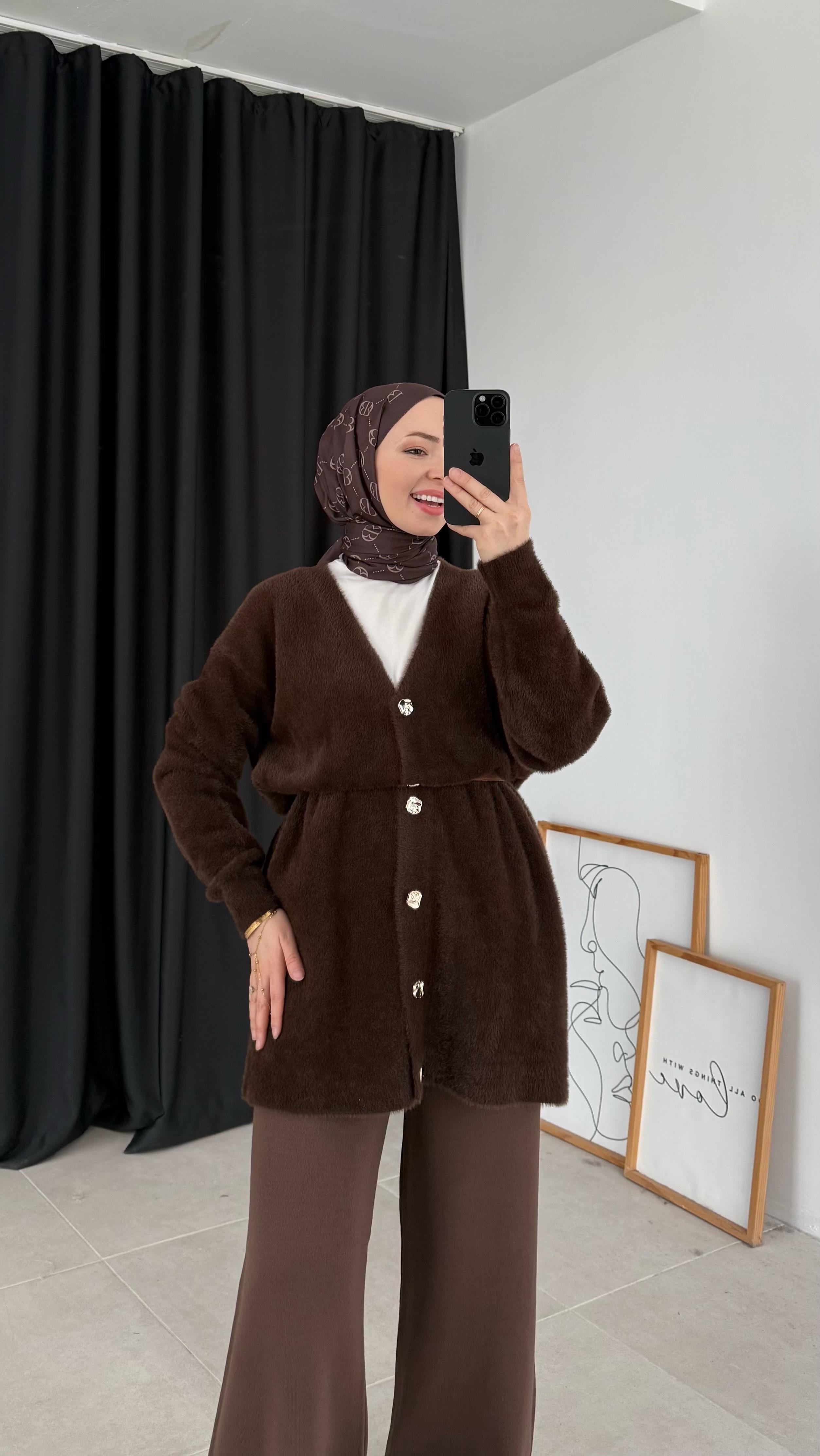 Fantastico Premıum Angora Kahverengi Hırka 