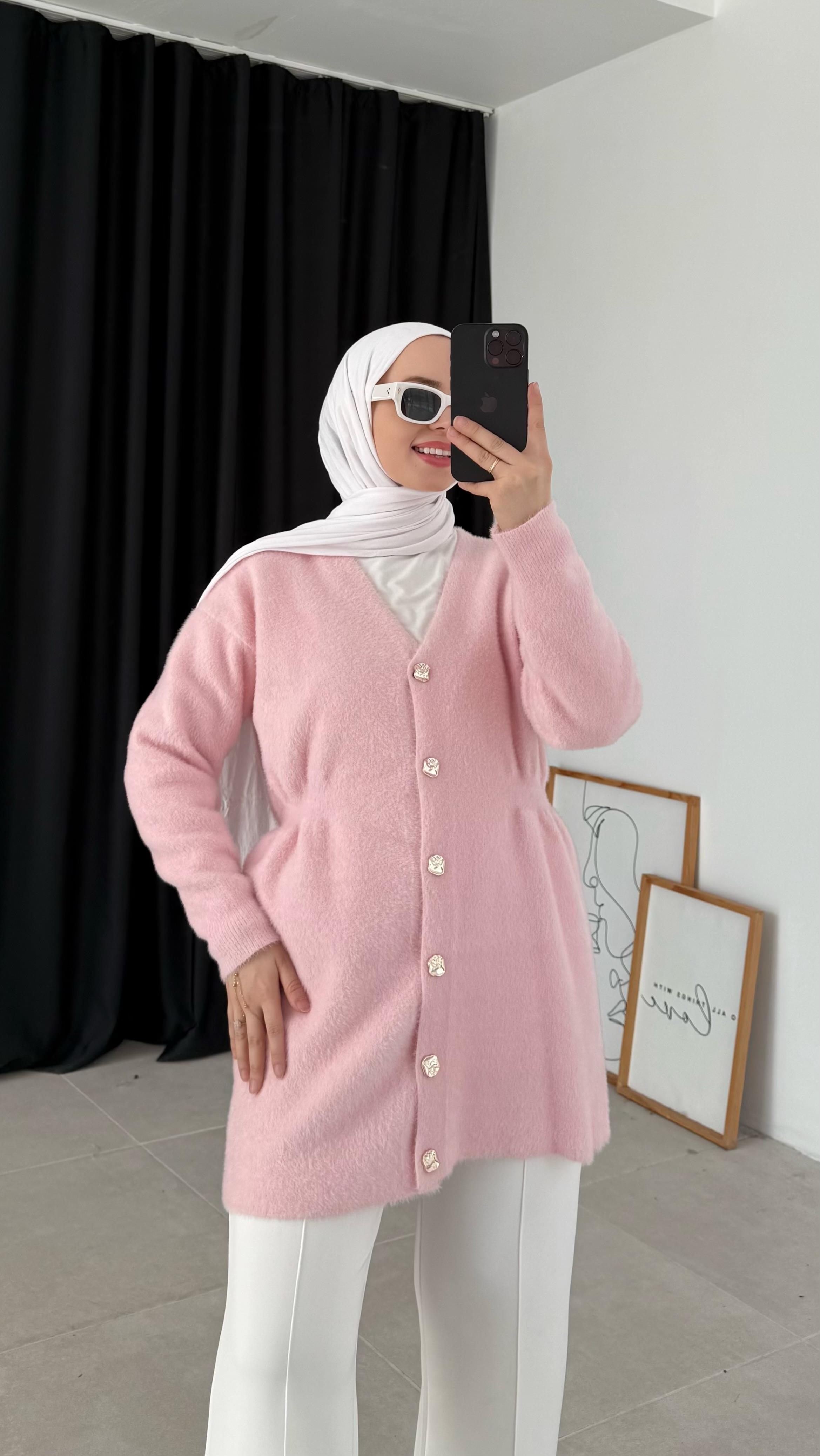 Fantastico Premıum Angora Pembe Hırka 