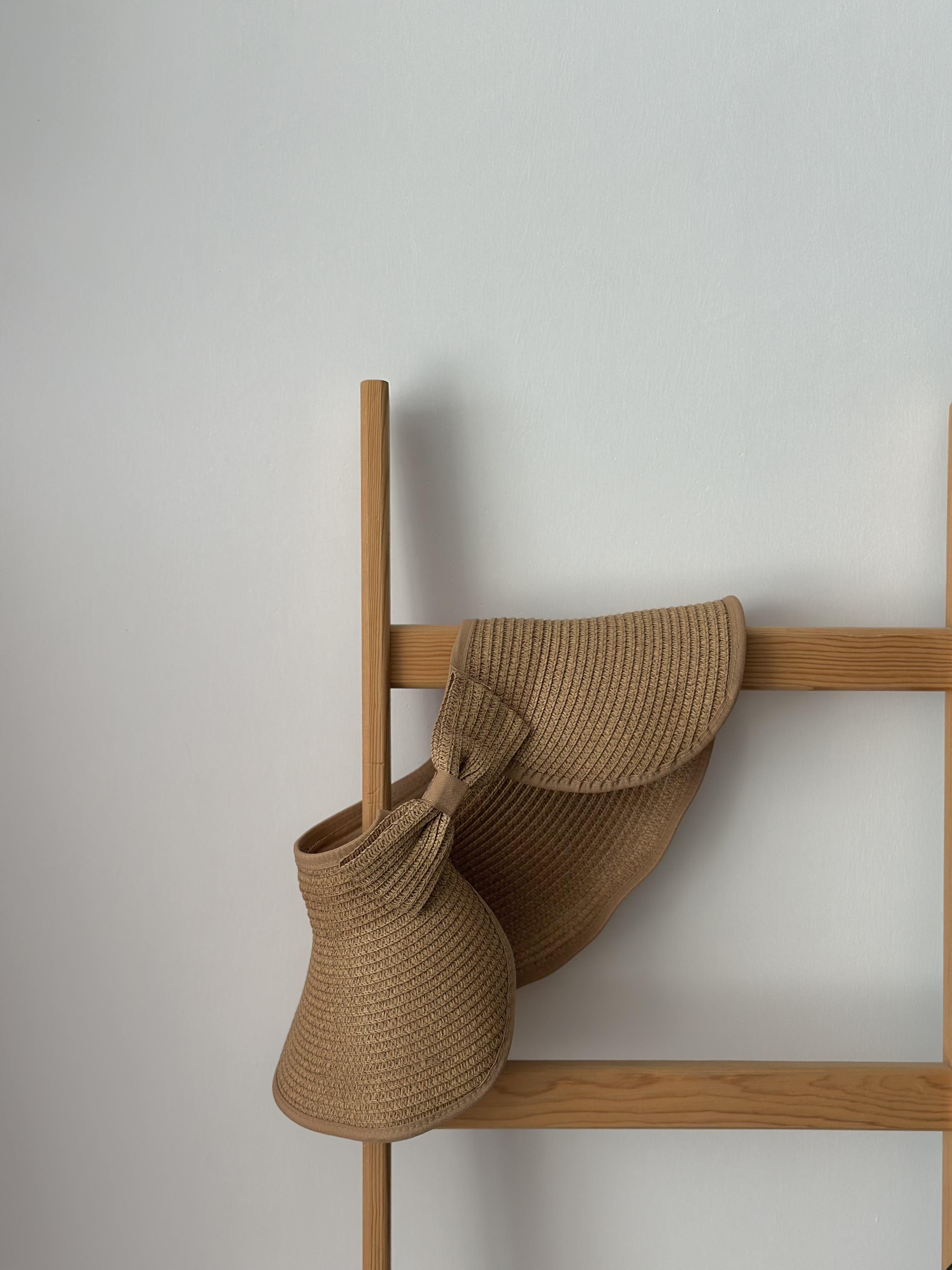 Fiyonklu Katlanabilir Vizör Bej Hasır Şapka