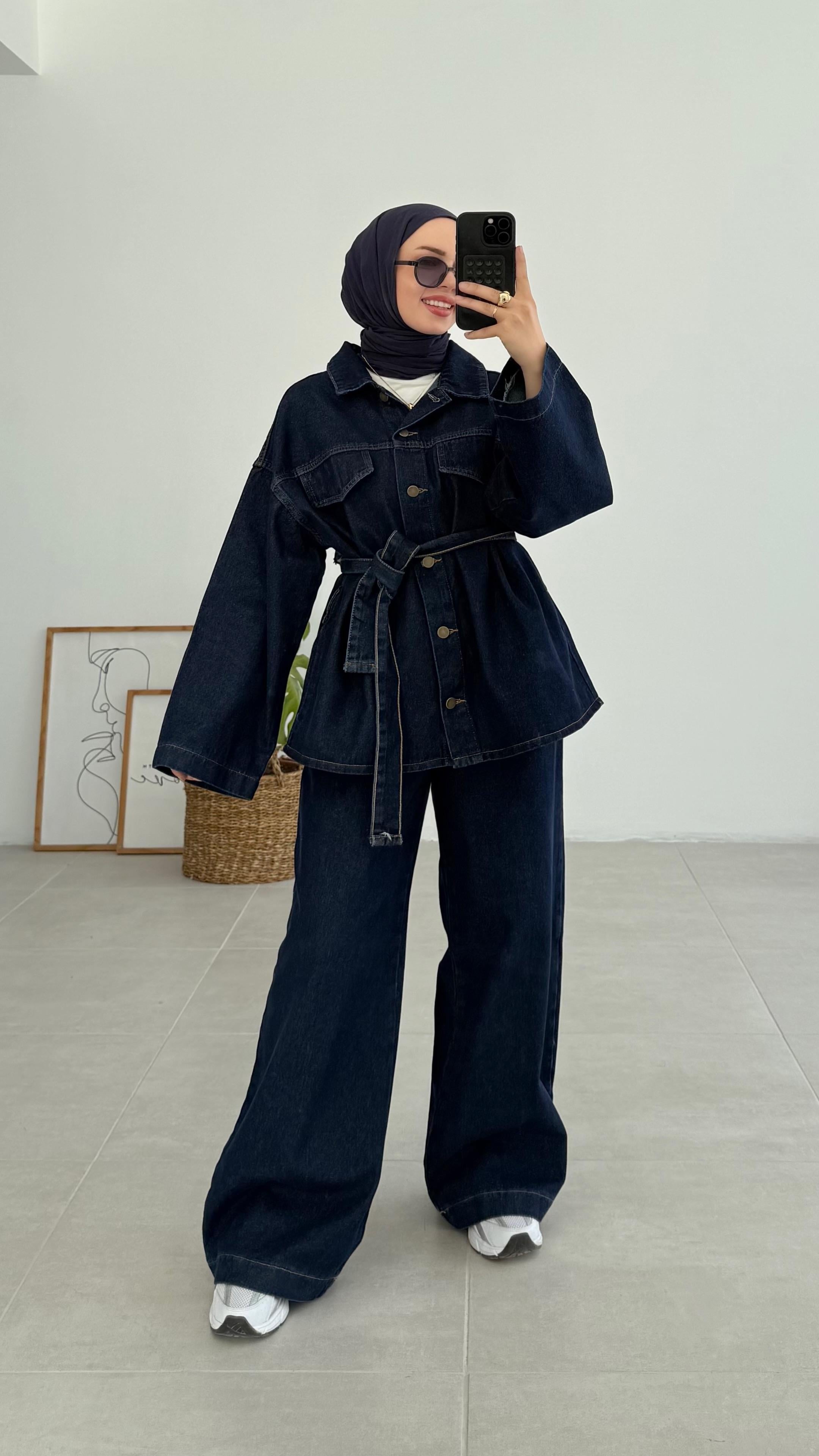 Flow Palazzo Denim Ceket Takım