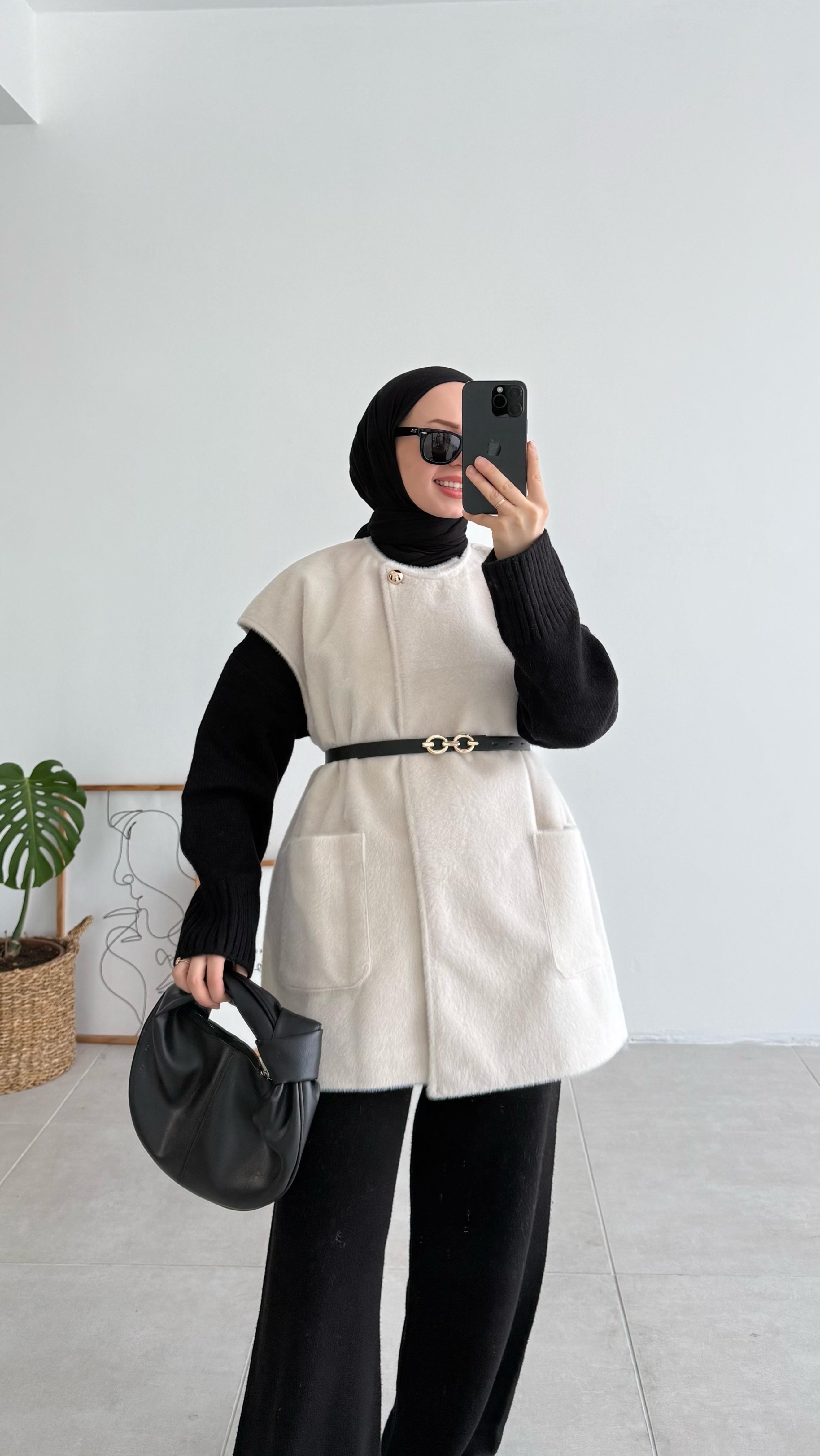 Fox Cepli Krem Premıum Yelek