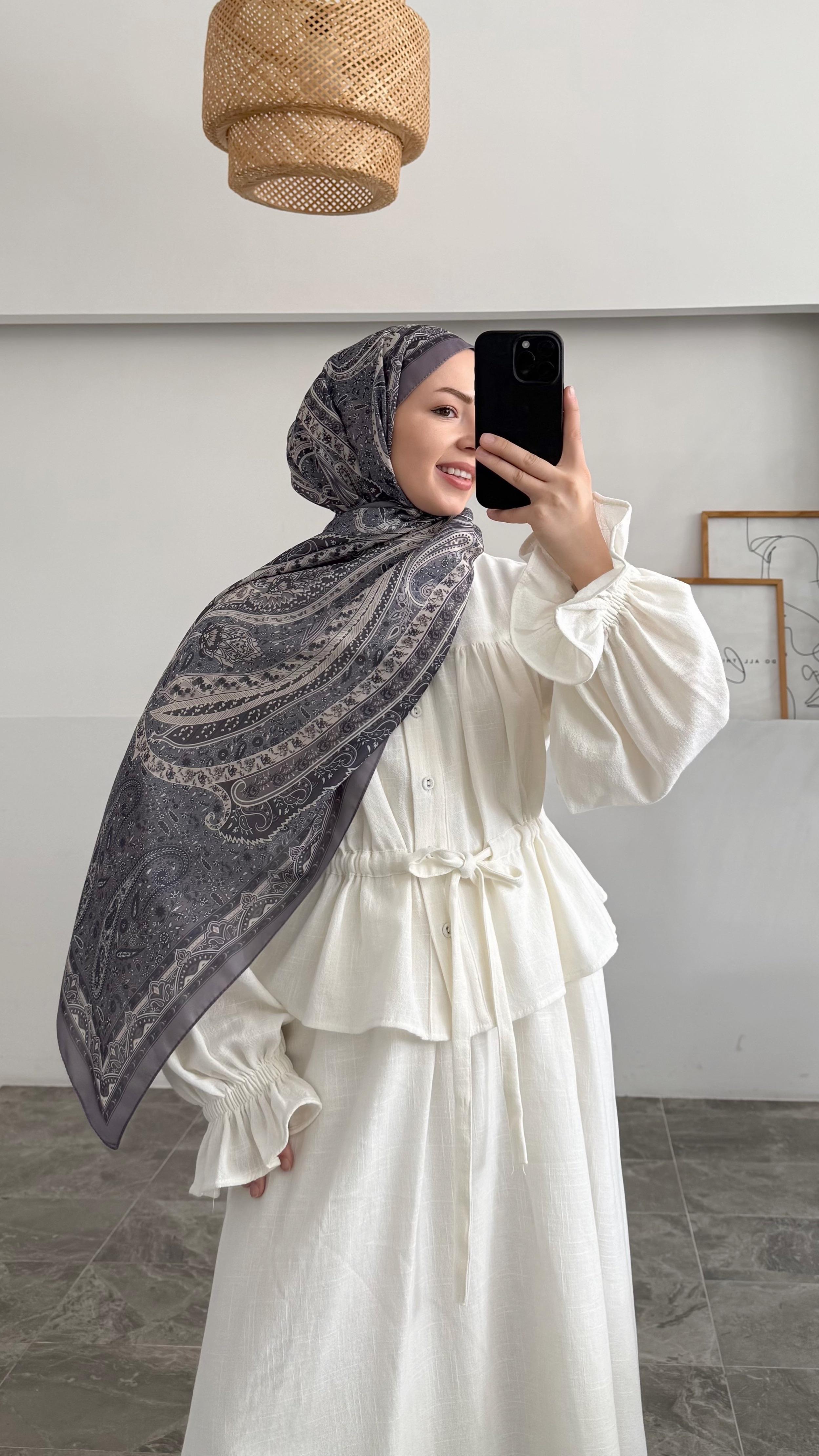 Freya Etnik Desen Antrasit Şal