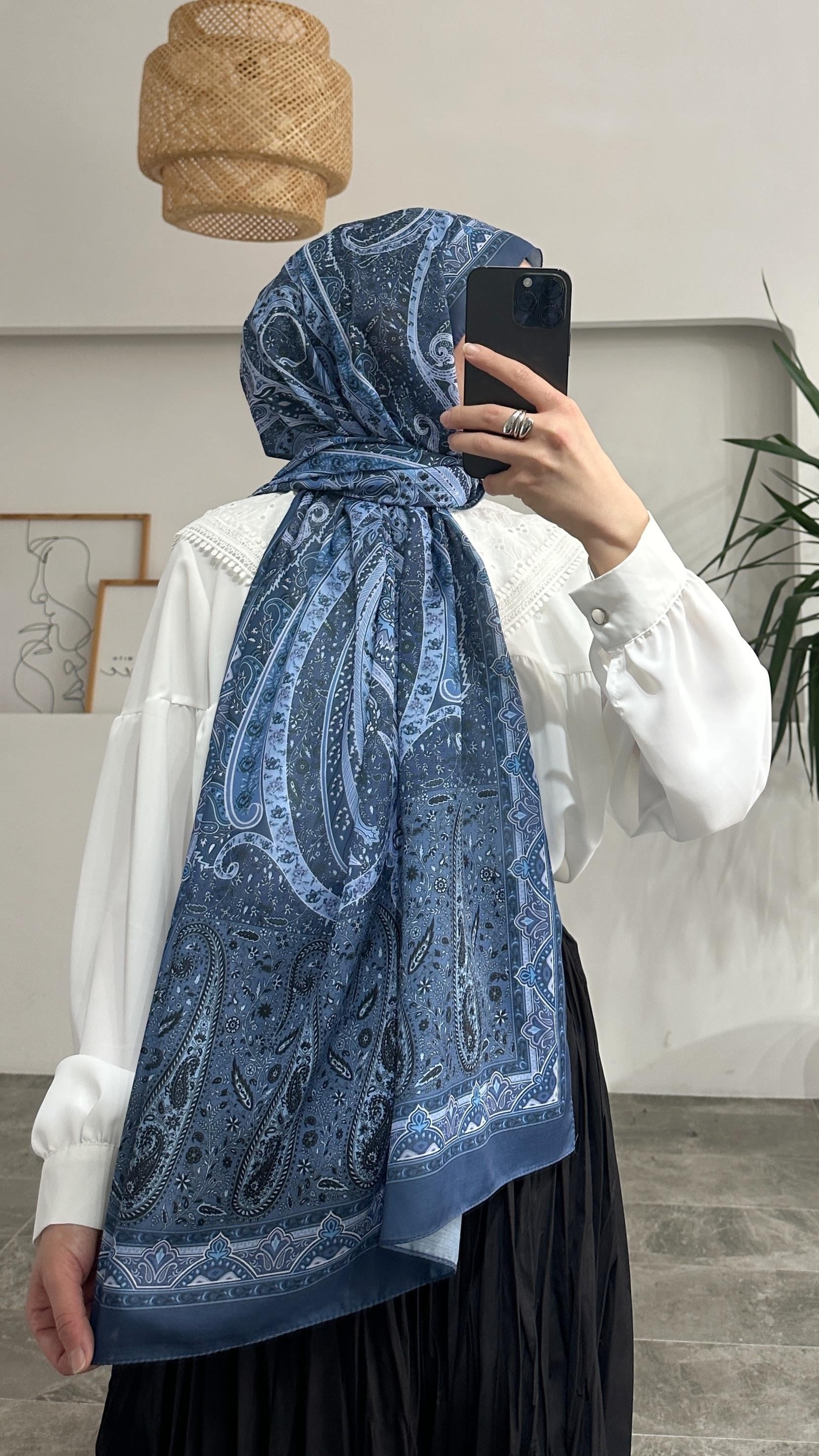 Freya Etnik Desen Mavi Şal