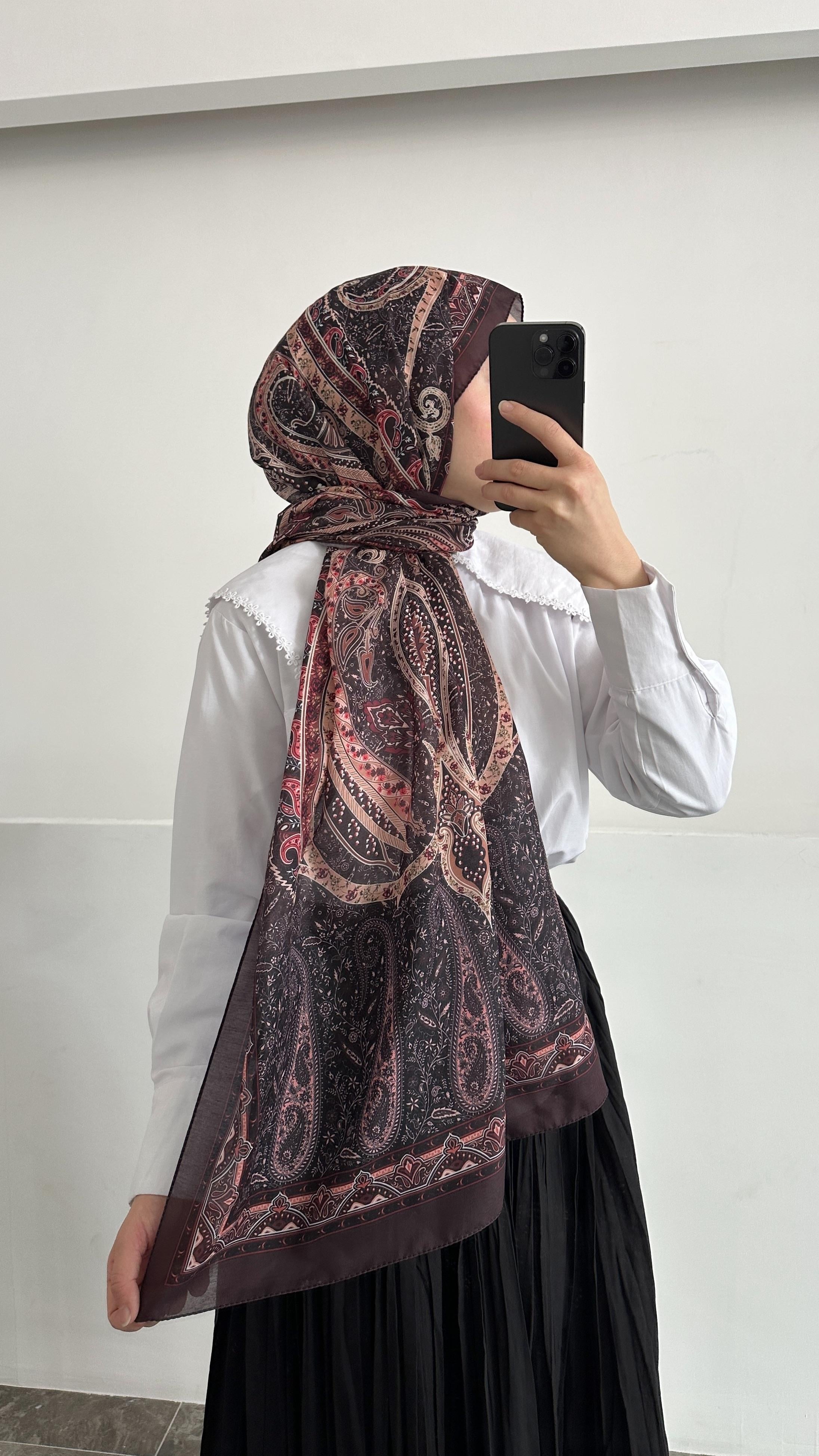 Freya Etnik Desen Mürdüm Şal