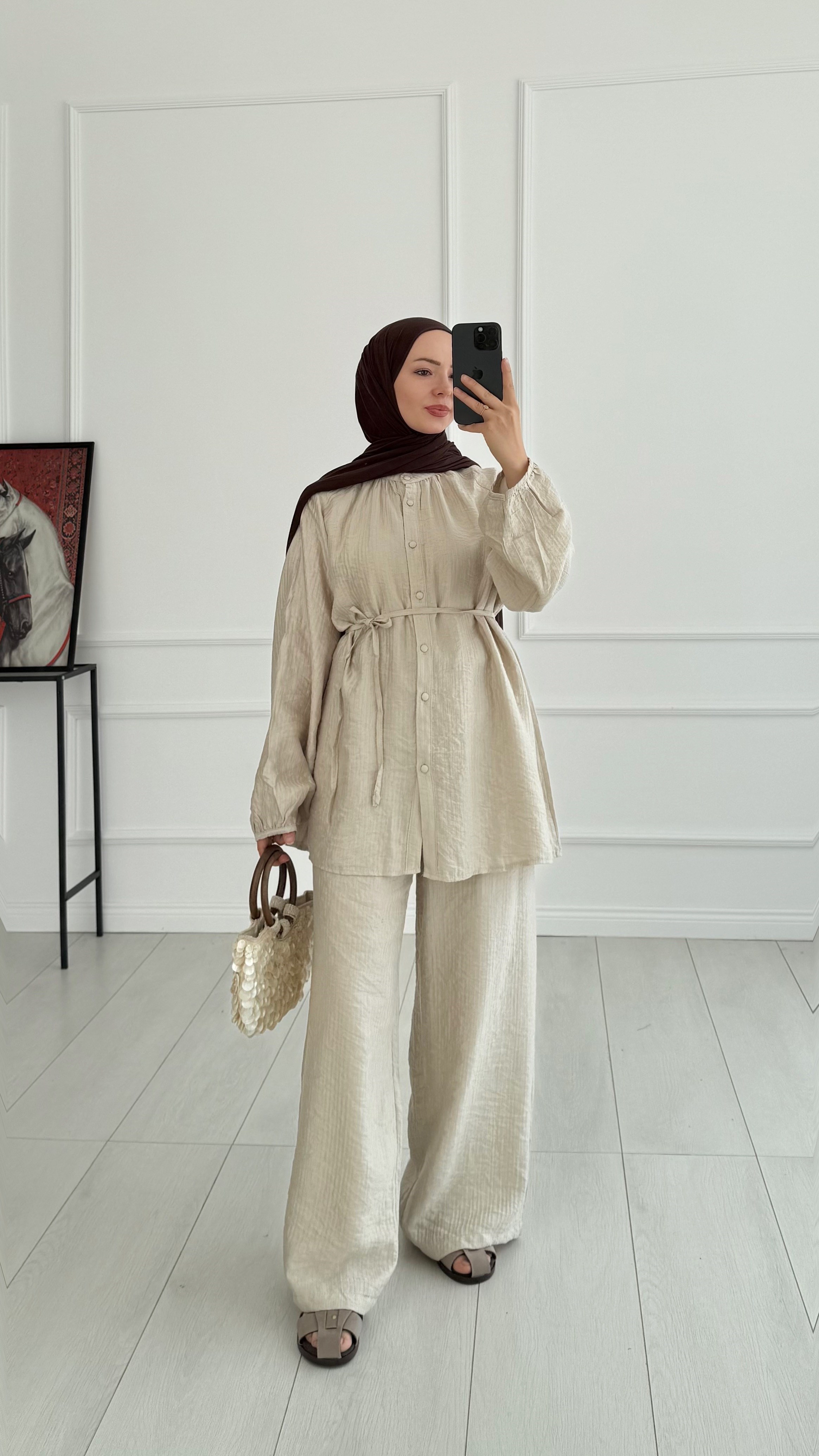 Gemma Düğmeli Oversize Taş Takım