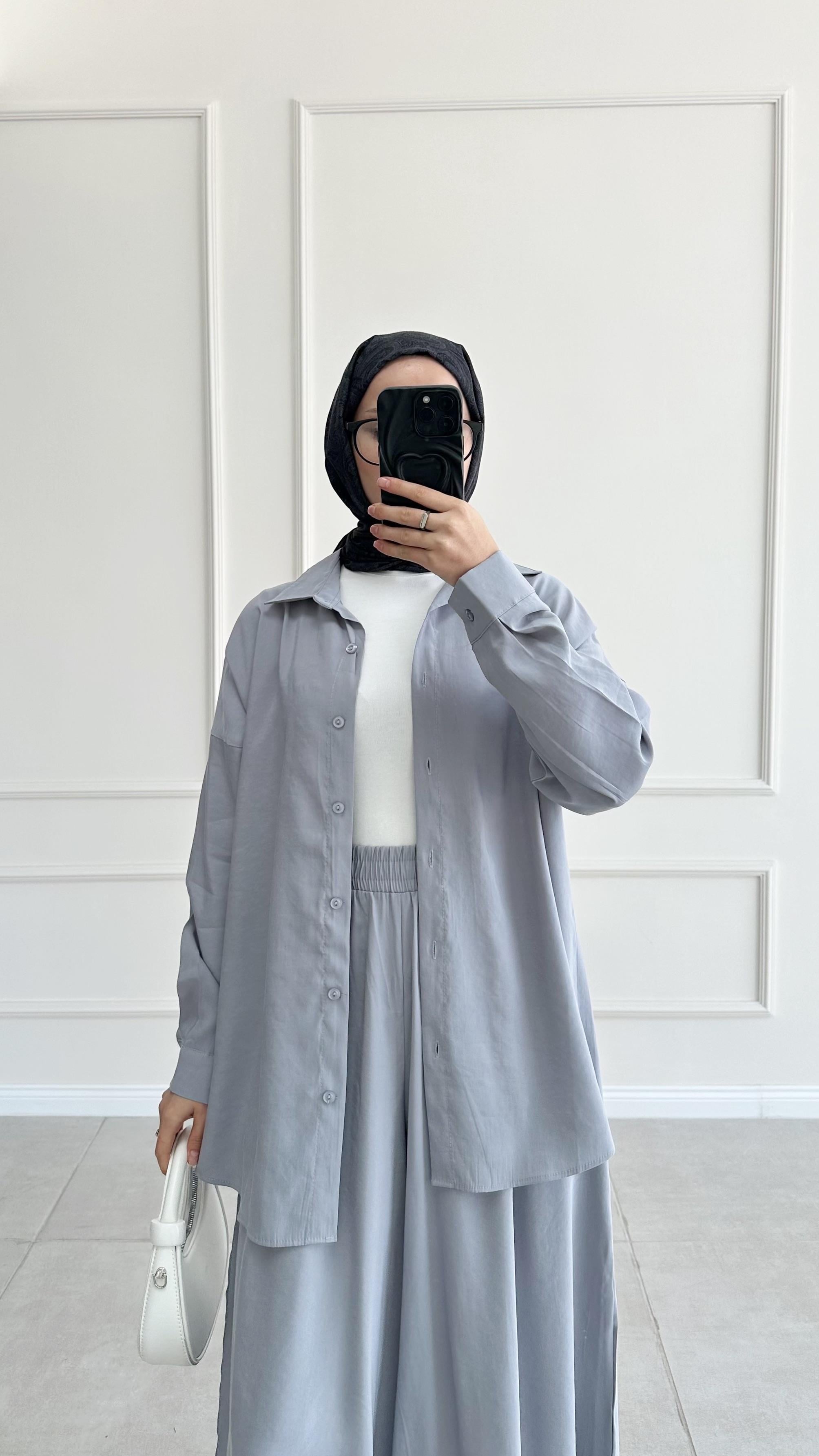 Hanka Oversize Gri Gömlek