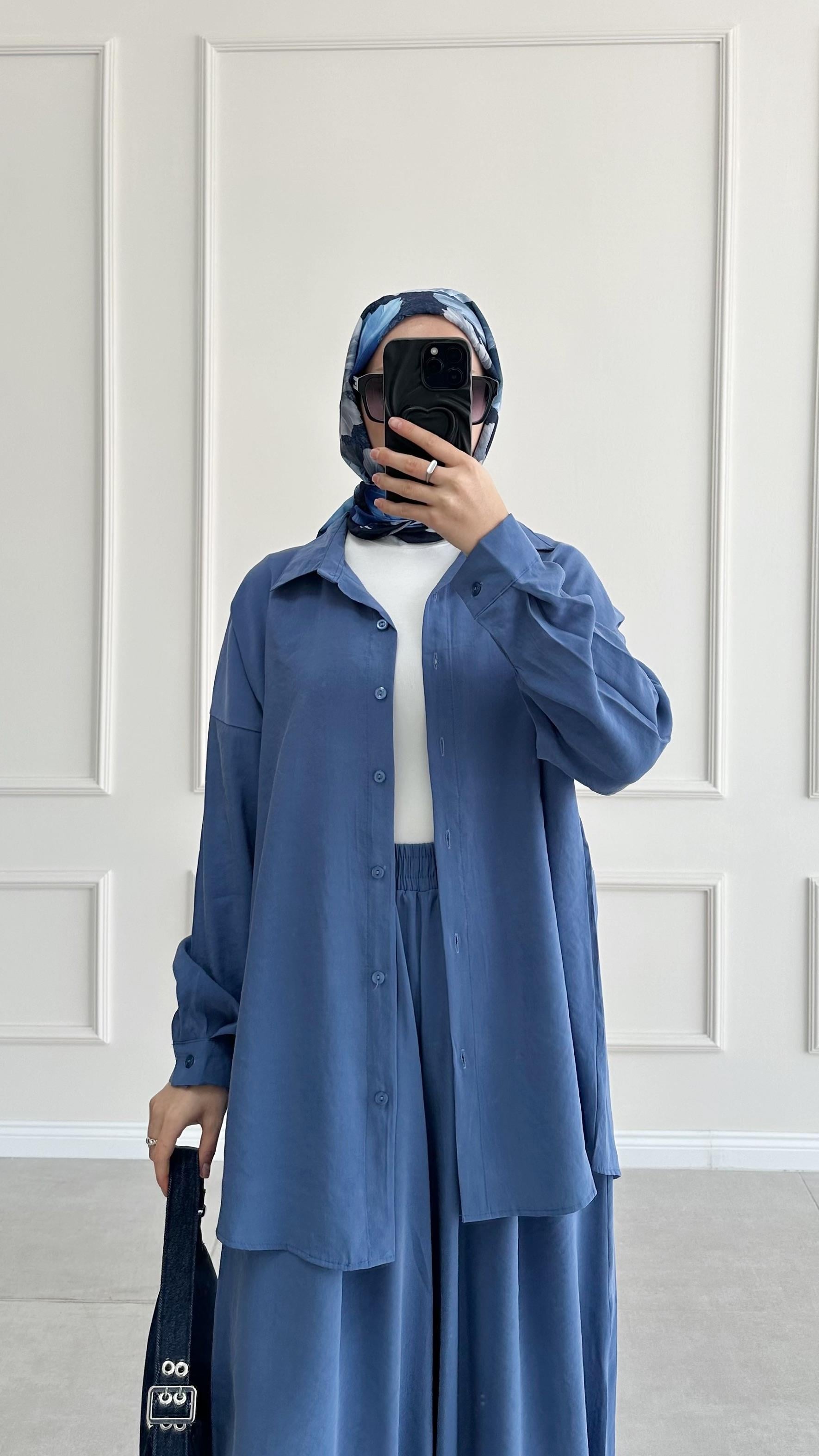 Hanka Oversize İndigo Gömlek