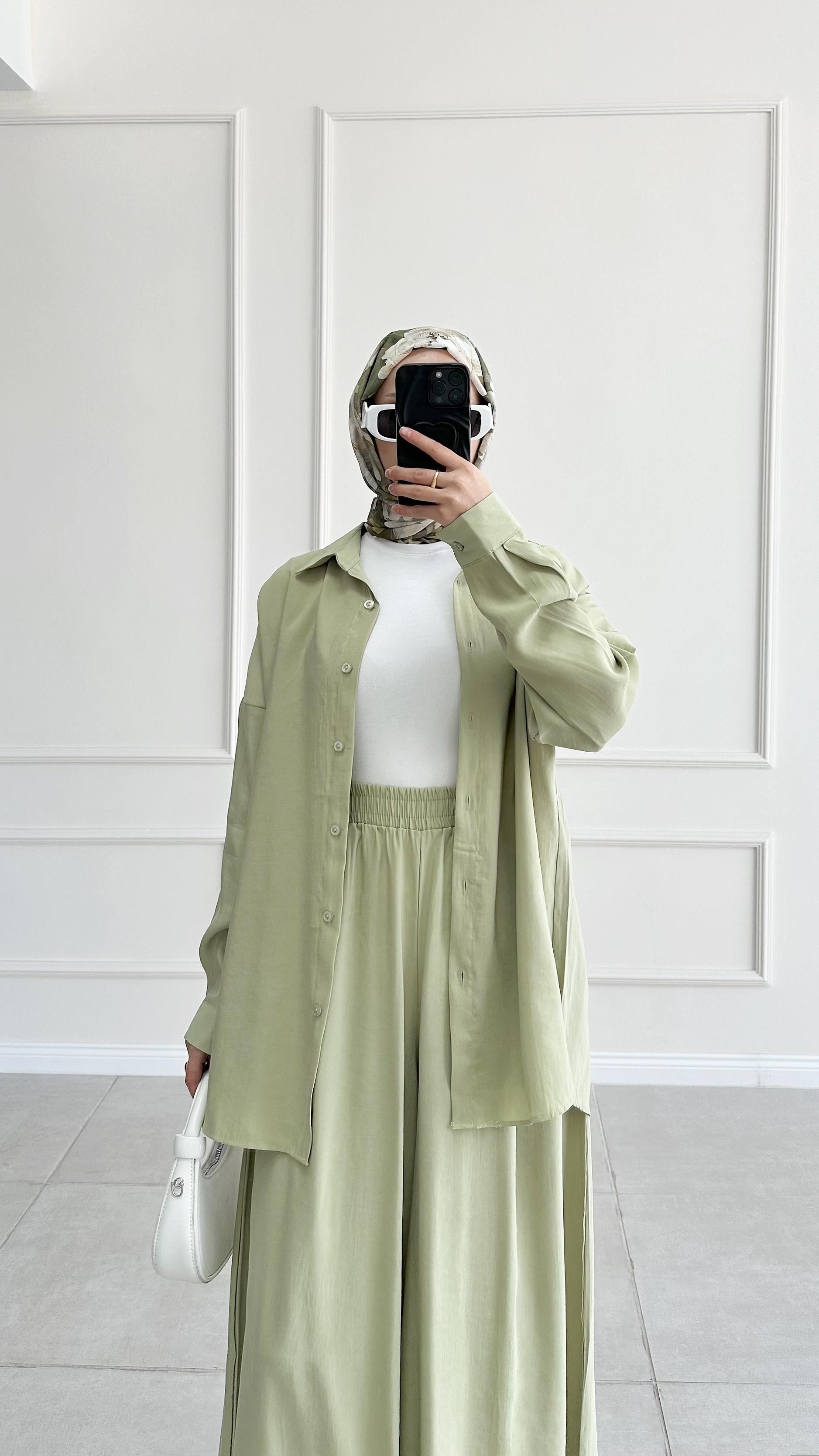 Hanka Oversize Yeşil Gömlek