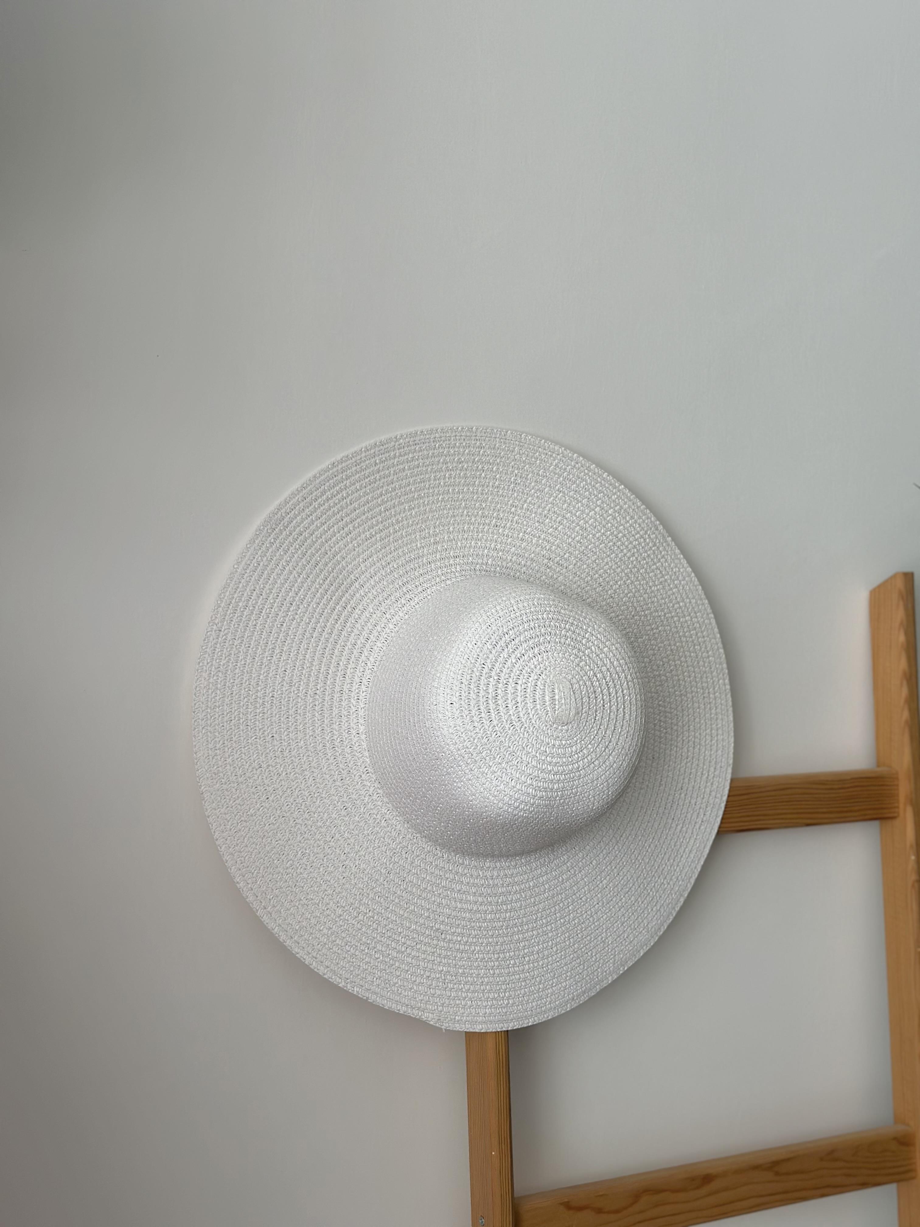 Hasır Beyaz Plaj Şapkası