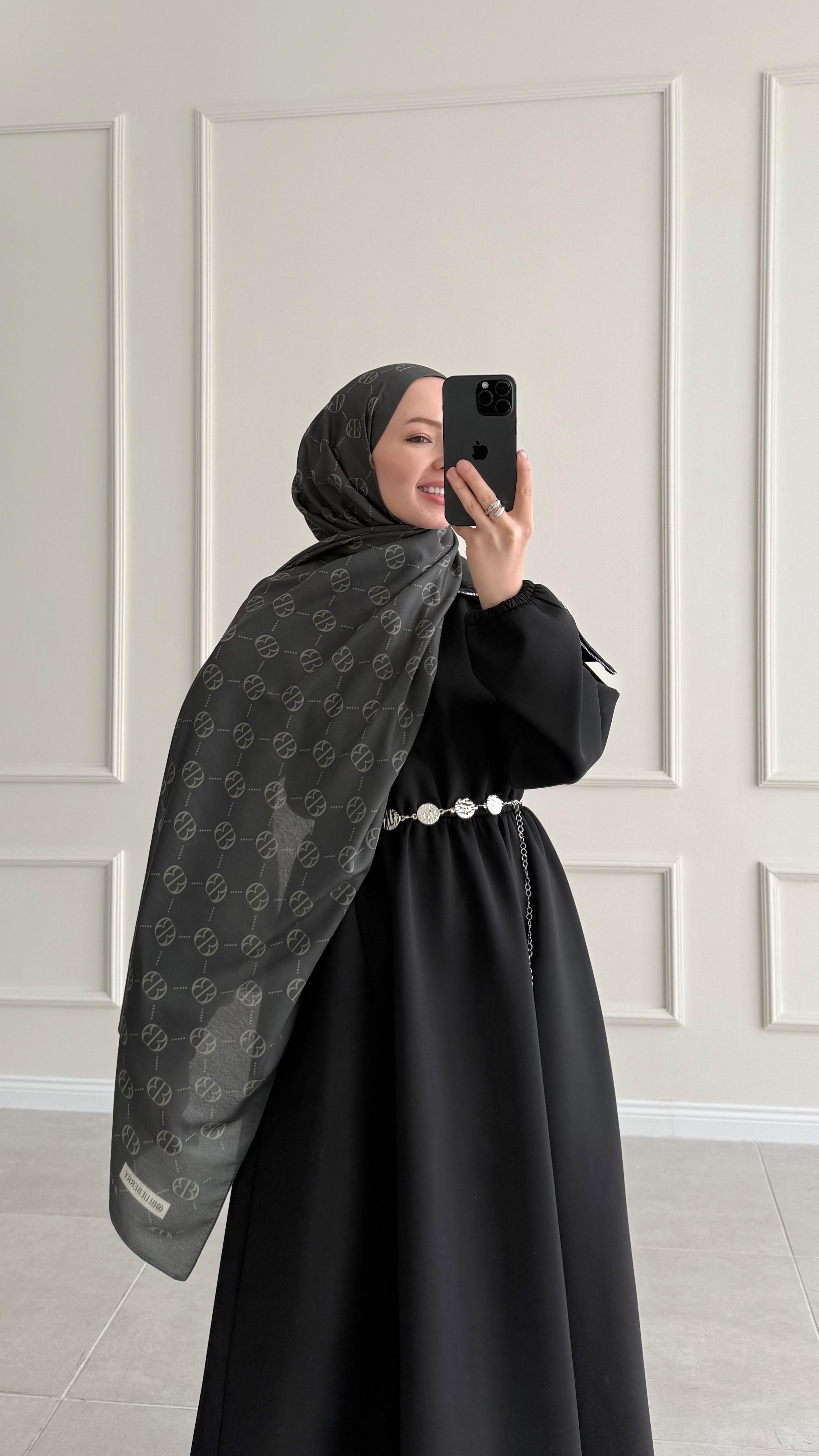 İncira Monogram Floş Haki Şal 