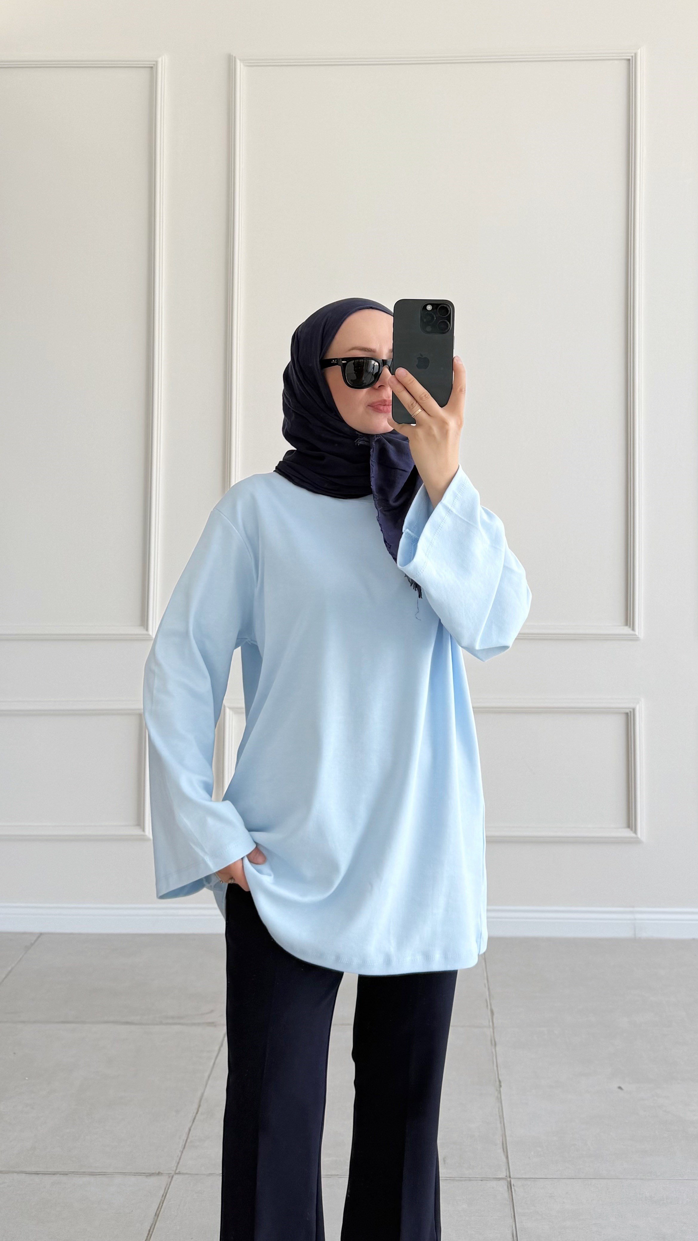 Jade Oversize Basic Mavi Tunik