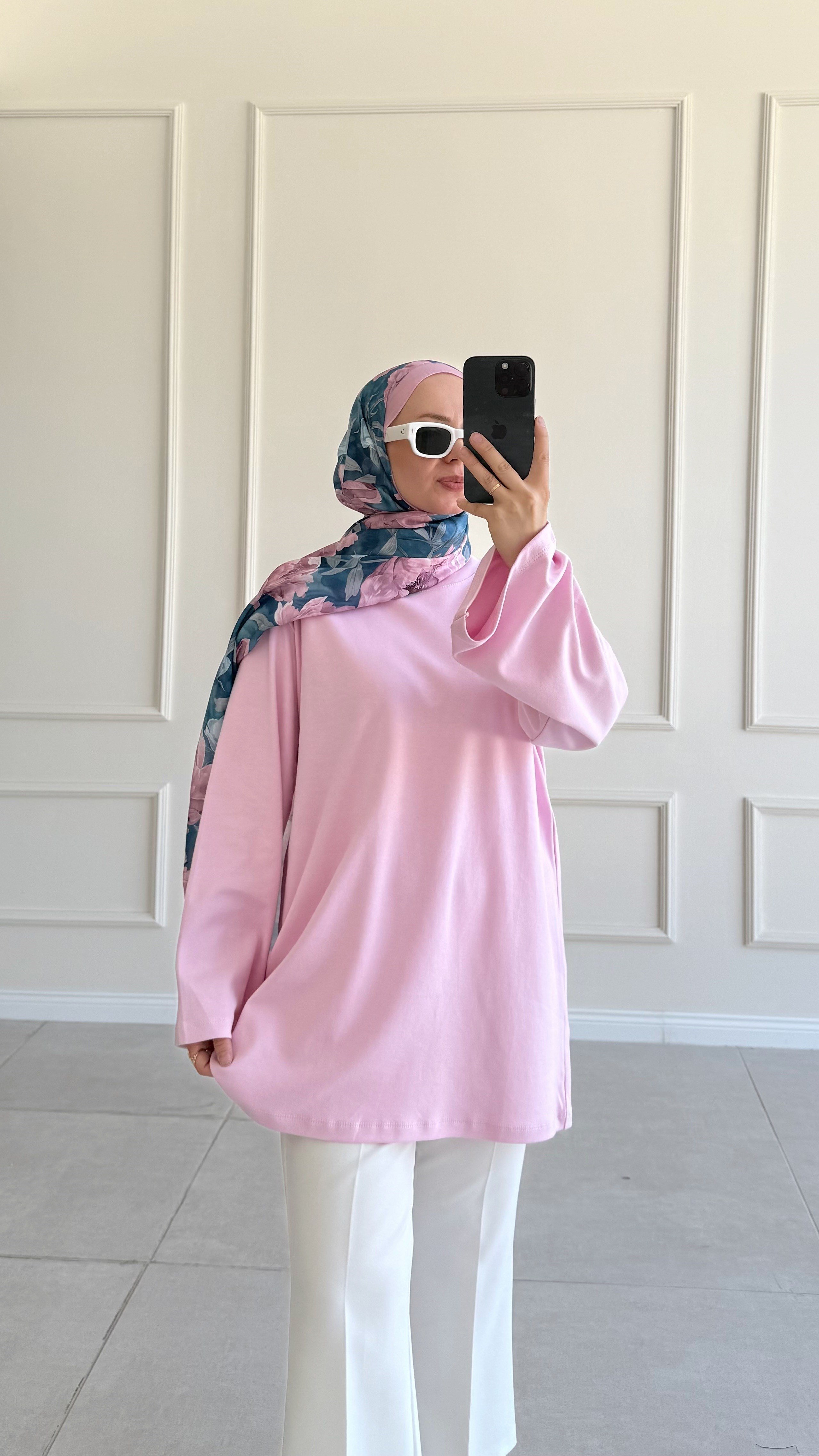 Jade Oversize Basic Pembe Tunik