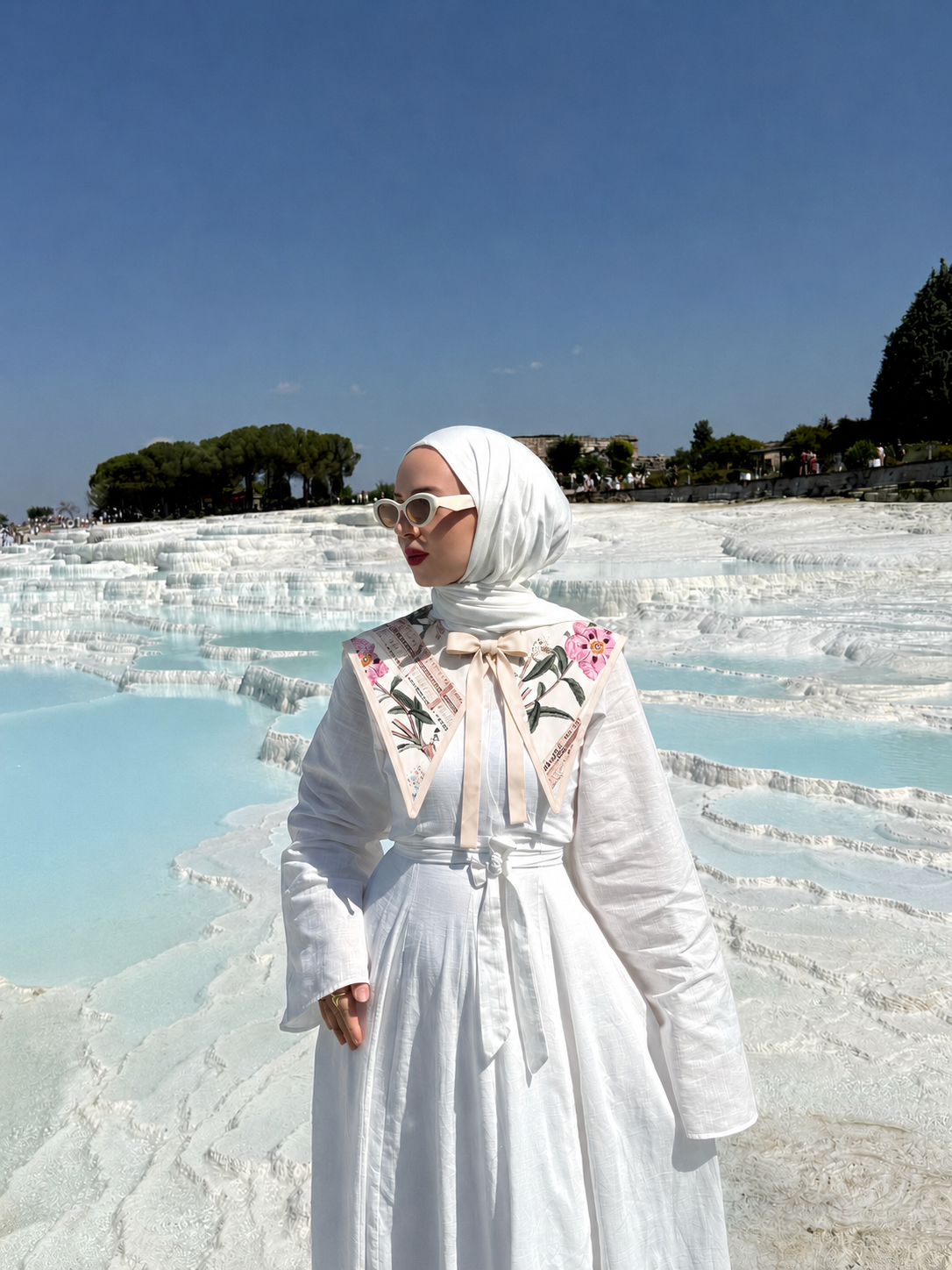 Lesa Desenli Toz Pembe Omuz Fular Şal (NO 5)