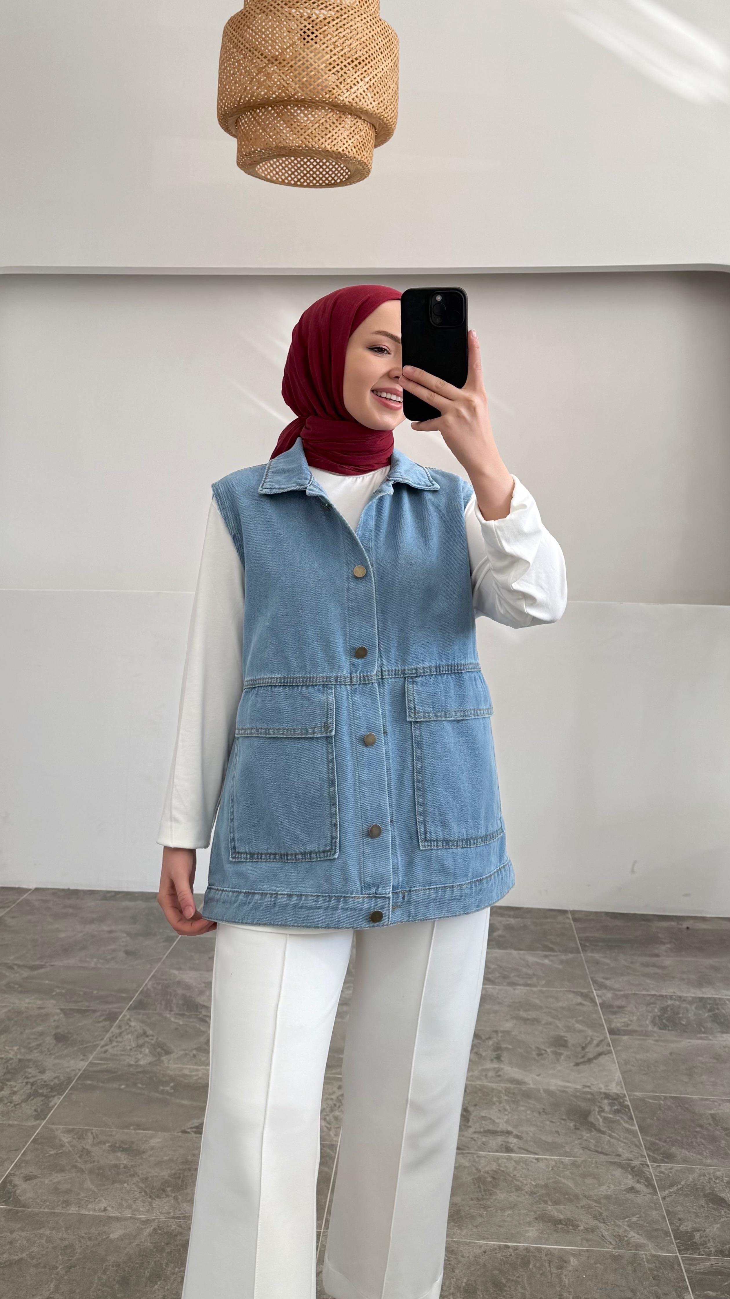 Lucas Denim Buz Mavisi Kot Yelek