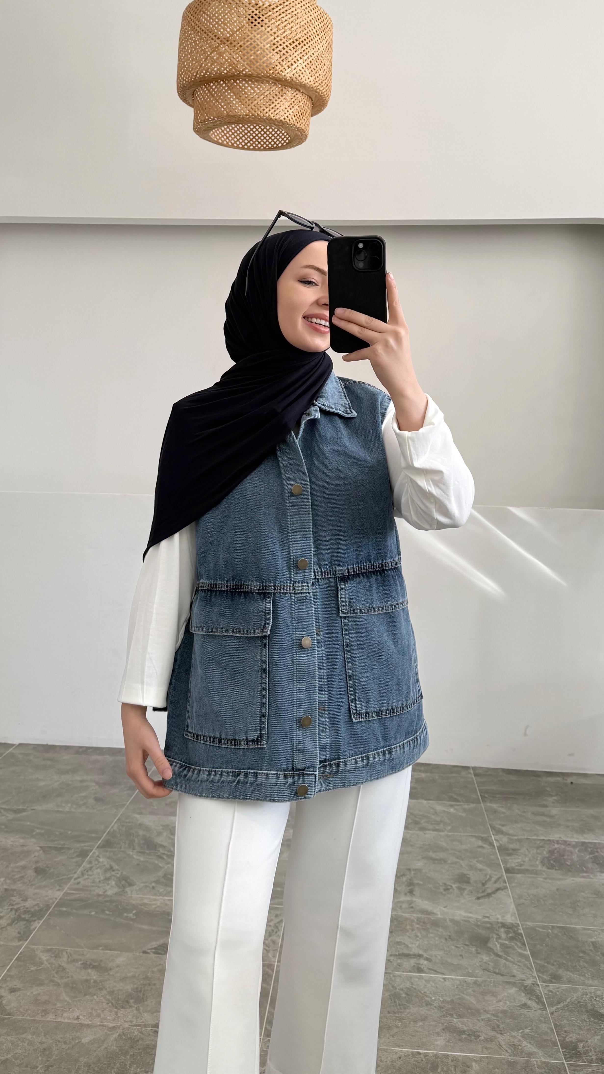 Lucas Denim Mavi Kot Yelek