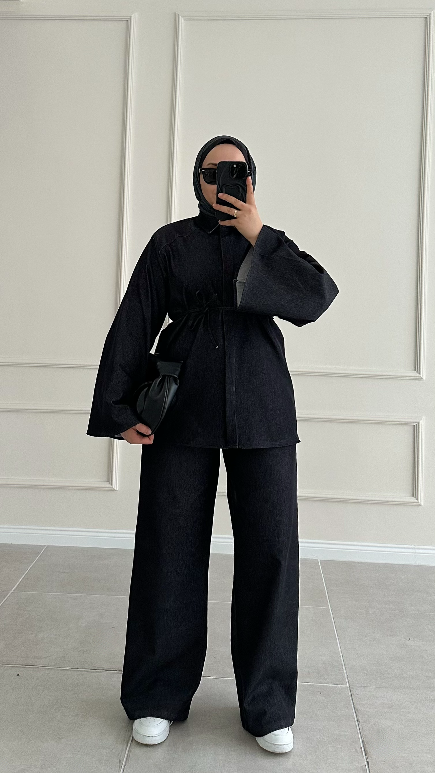 Luna Yarasa Kol Denim Mavi Takım