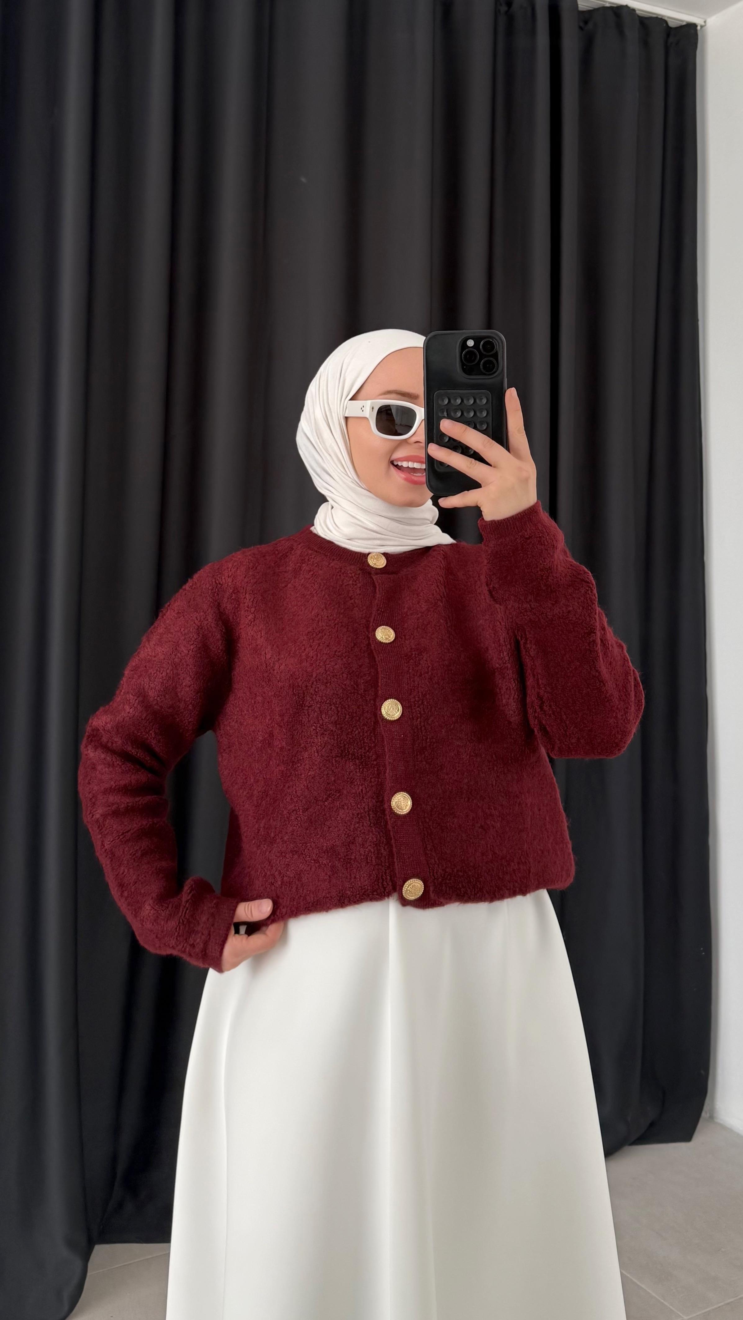 Mary Peluş Bordo Hırka