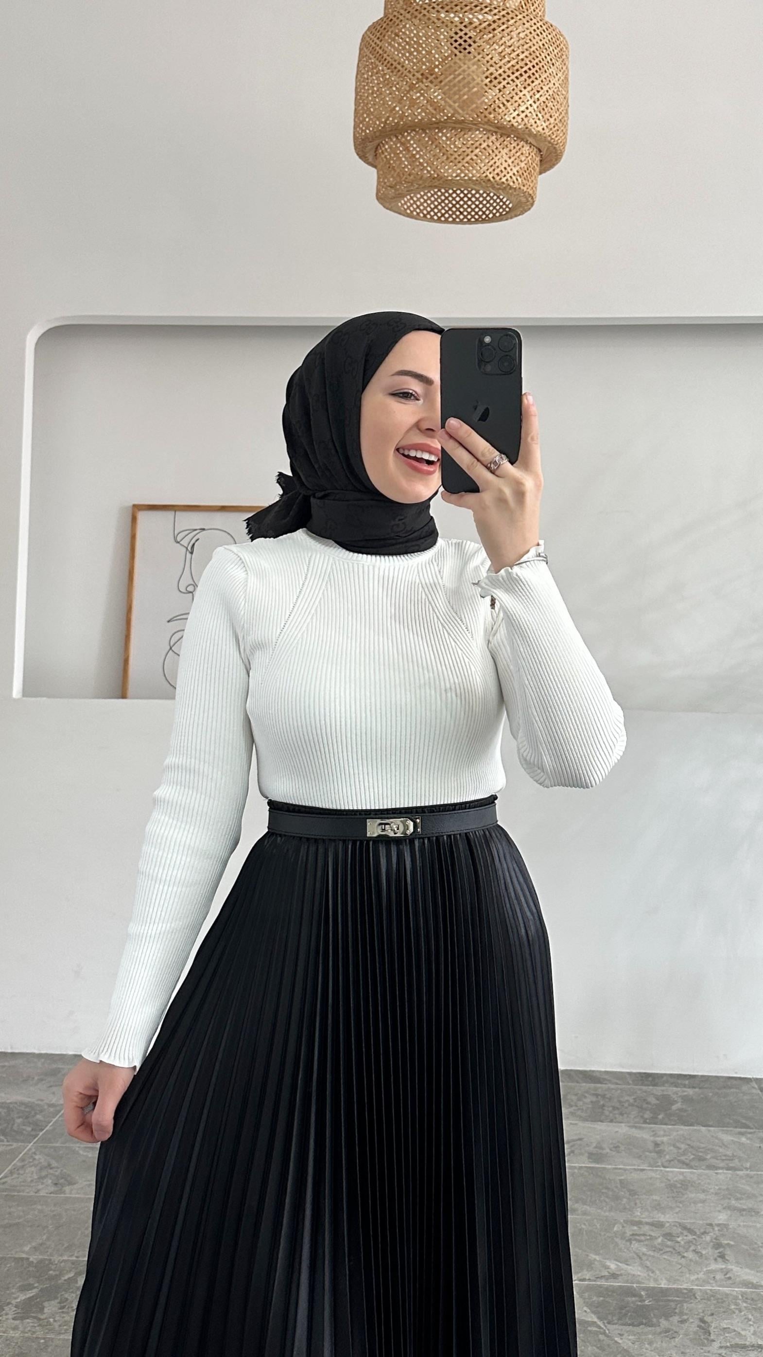 Merserize Tüylenmez Premıum Fitilli Beyaz Bluz