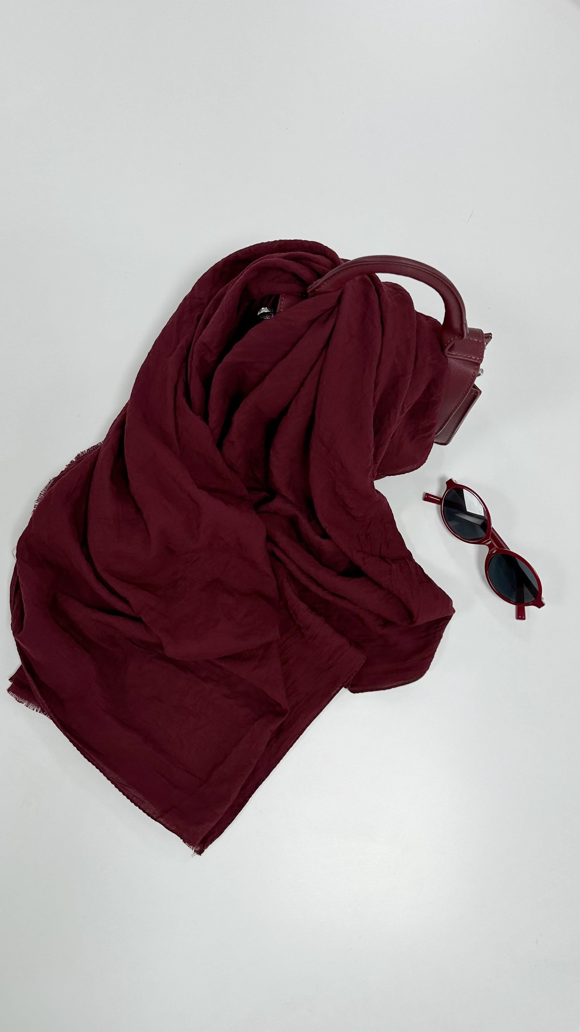 Moon Pamuklu Bordo Şal 