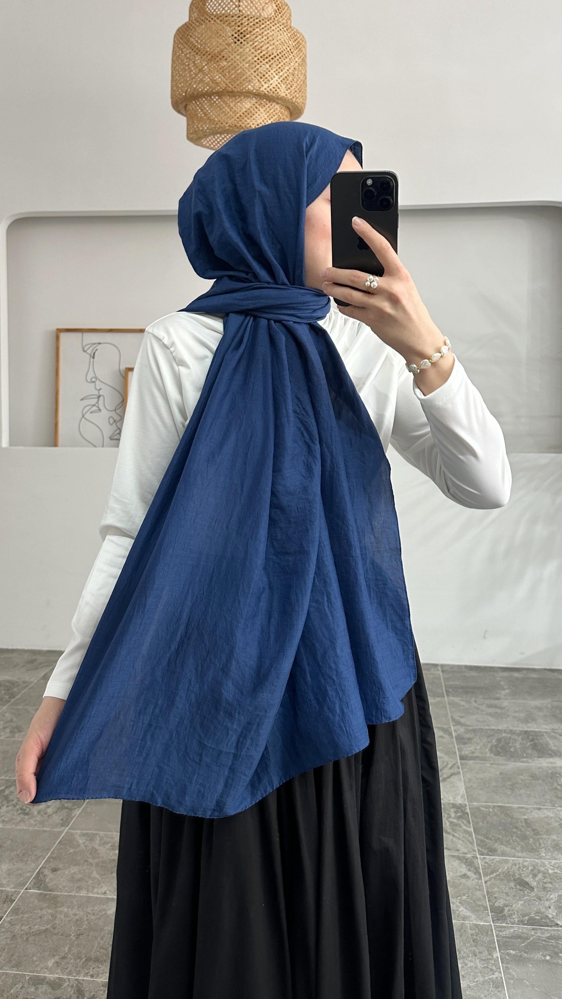 Nomi Pamuklu Gece Mavisi Şal