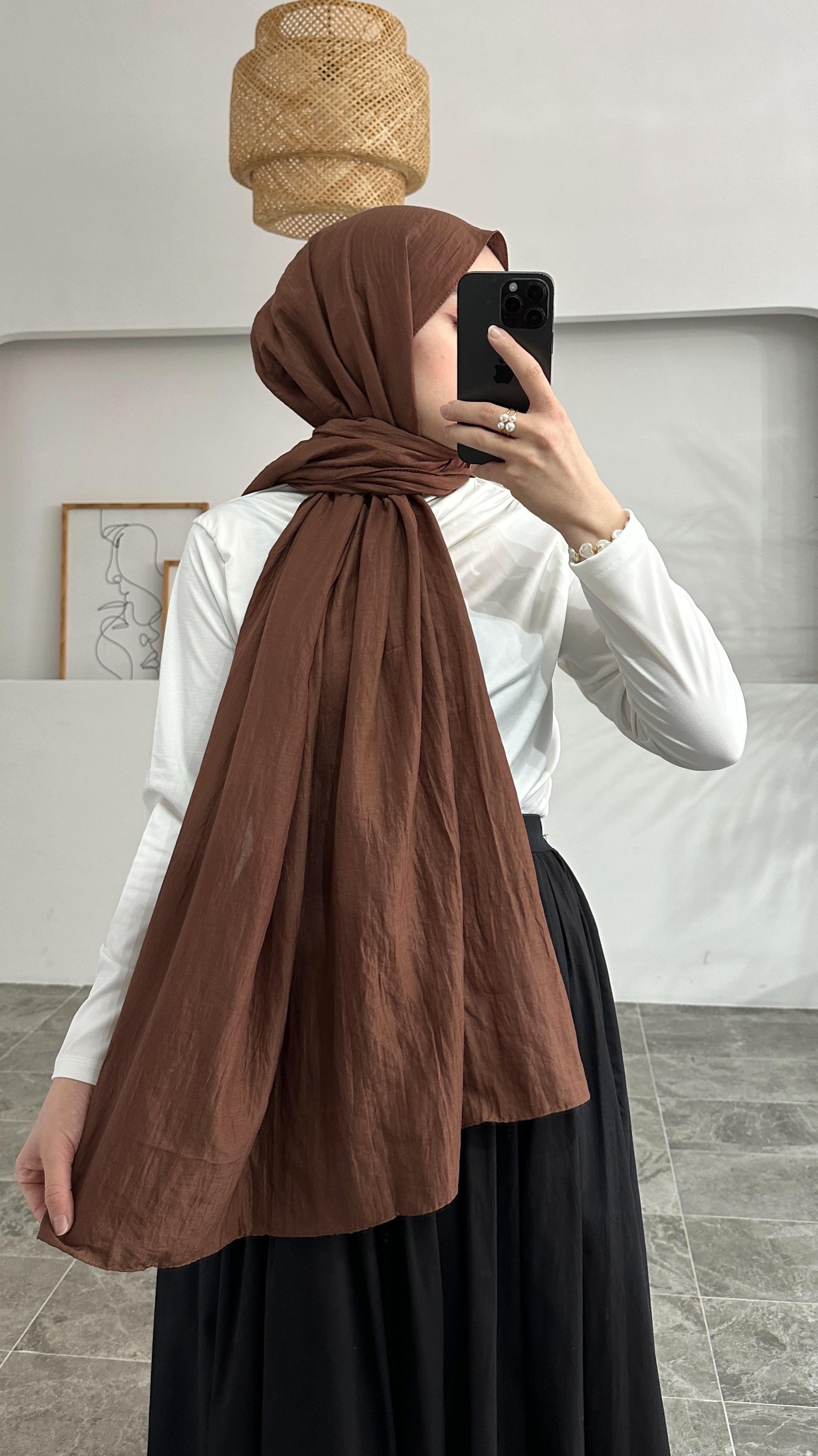 Nomi Pamuklu Kahverengi Şal