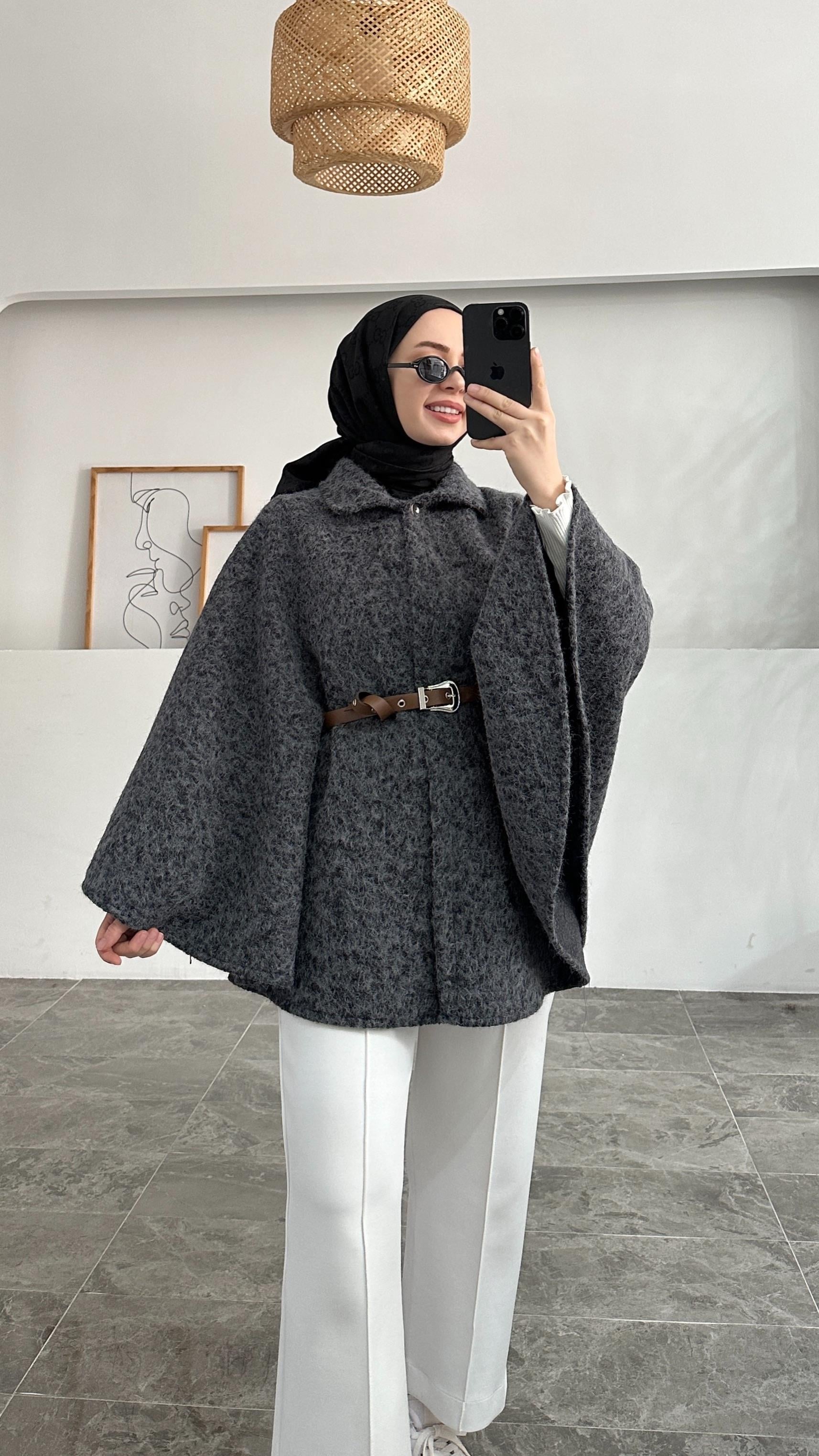 Pelerin Antrasit Kaşe Kap